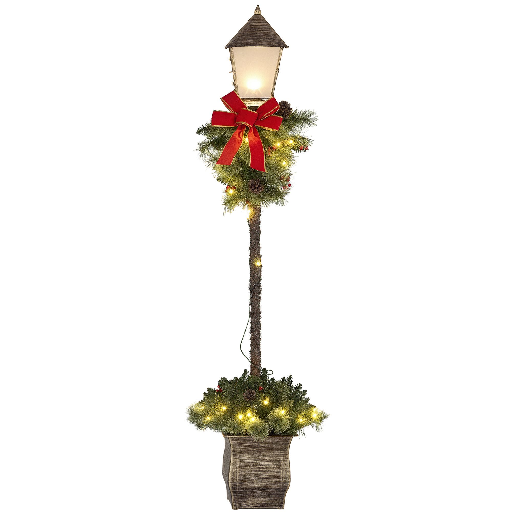 Outsunny LED-Dekofigur 150 cm Weihnachtslaterne LED-Lichterkette Schleife (Weihnachtsstraßenlaterne, 1 St., Weihnachtsbeleuchtung), für Weihnachtsfest, Metall,  – Bild 2 von 5