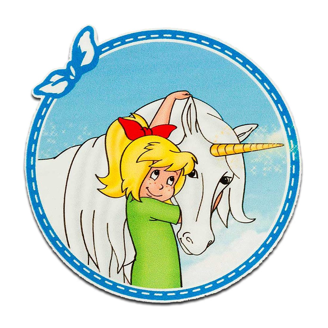 Bibi Blocksberg Aufnäher Bügelbild, Aufbügler, Applikationen, Patches, Flicken, zum aufbügeln, Polyester, Mono-Quick Bibi Blocksberg Einhorn - Größe: 7 x 7 cm