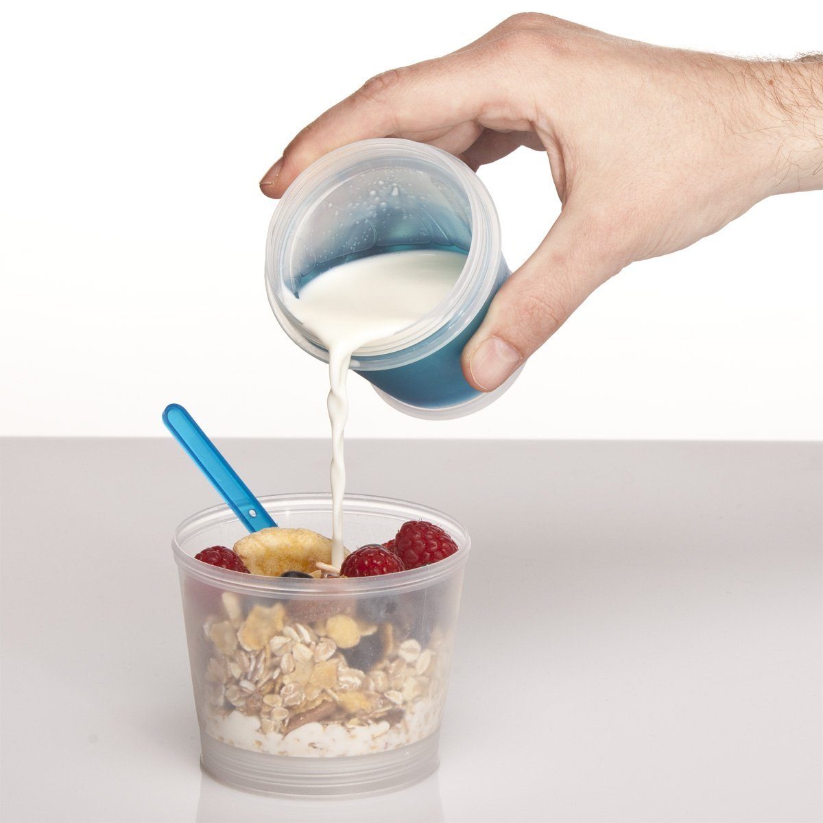 (Milchkühlfach Grün Aufbewahrungsbecher & to-Go Reise-Becher Müsli Müslibecher, Klapp-Löffel), Goods+Gadgets 2-Go Joghurt