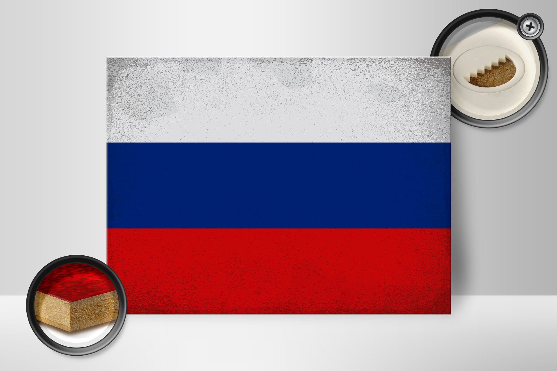 Femer GmbH Holzbild Flagge Russland 40x30cm Flag of Russia Vintage, Flaggen (1 St), Glatte Holzfaserplatte (MDF), vorn beschichtet