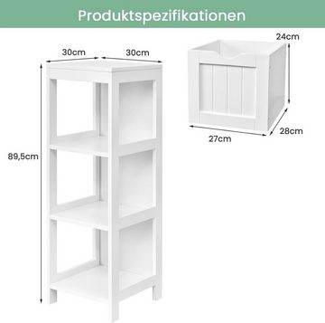 KOMFOTTEU Midischrank Badschrank mit Ablagen, 30x30x89,5 cm