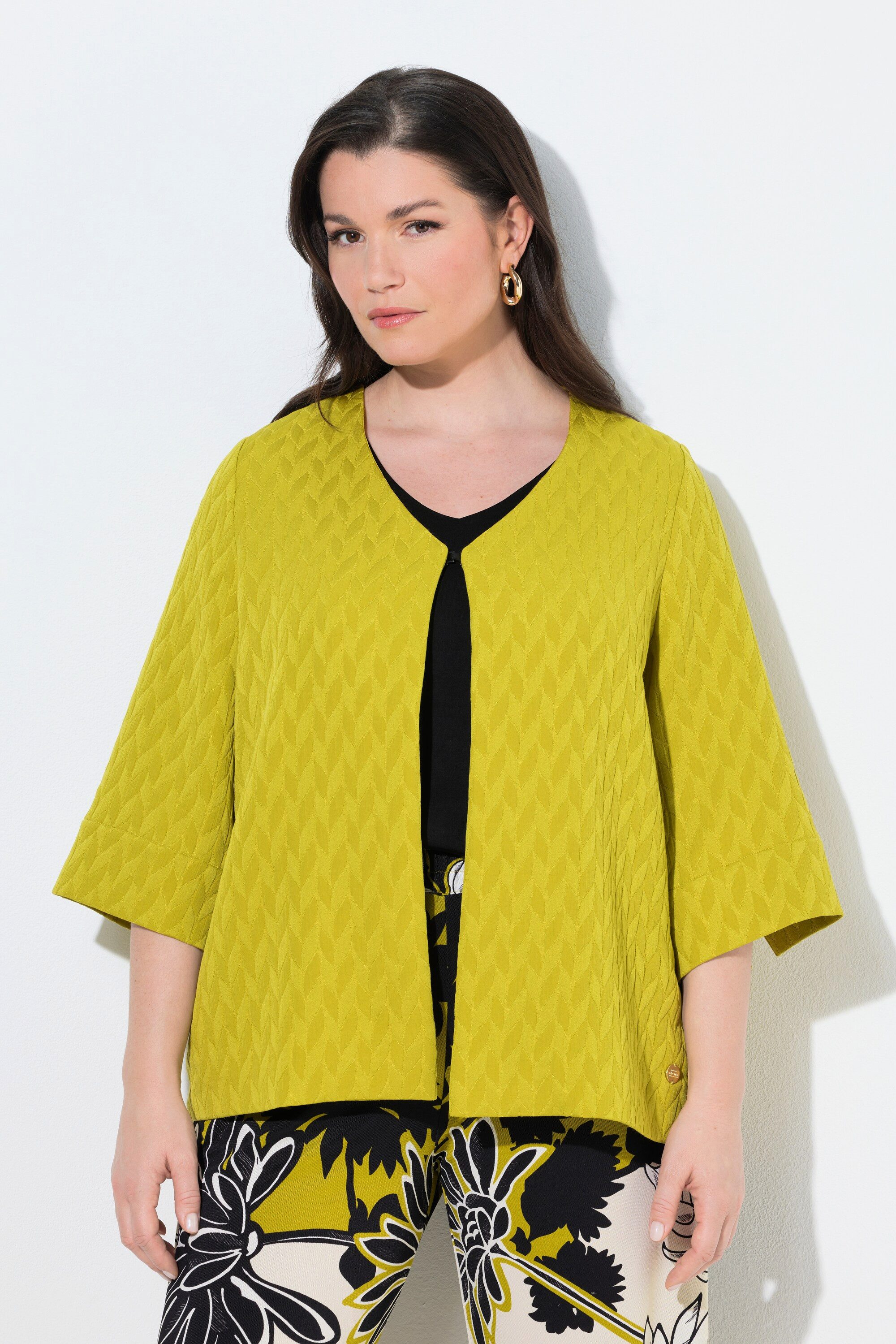 Sommerjacke Jacke Hakenverschluss V-Ausschnitt 3/4-Arm
