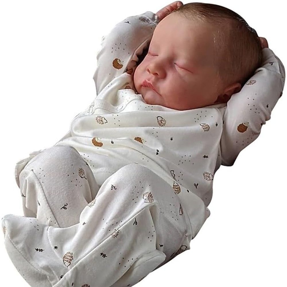 MC Star Babypuppe 19 Zoll 48 cm große Babypuppe aus Silikon mit geschlossenen Augen, Sieht echt aus, Reborn-Babypuppe, lebensechte Babypuppen