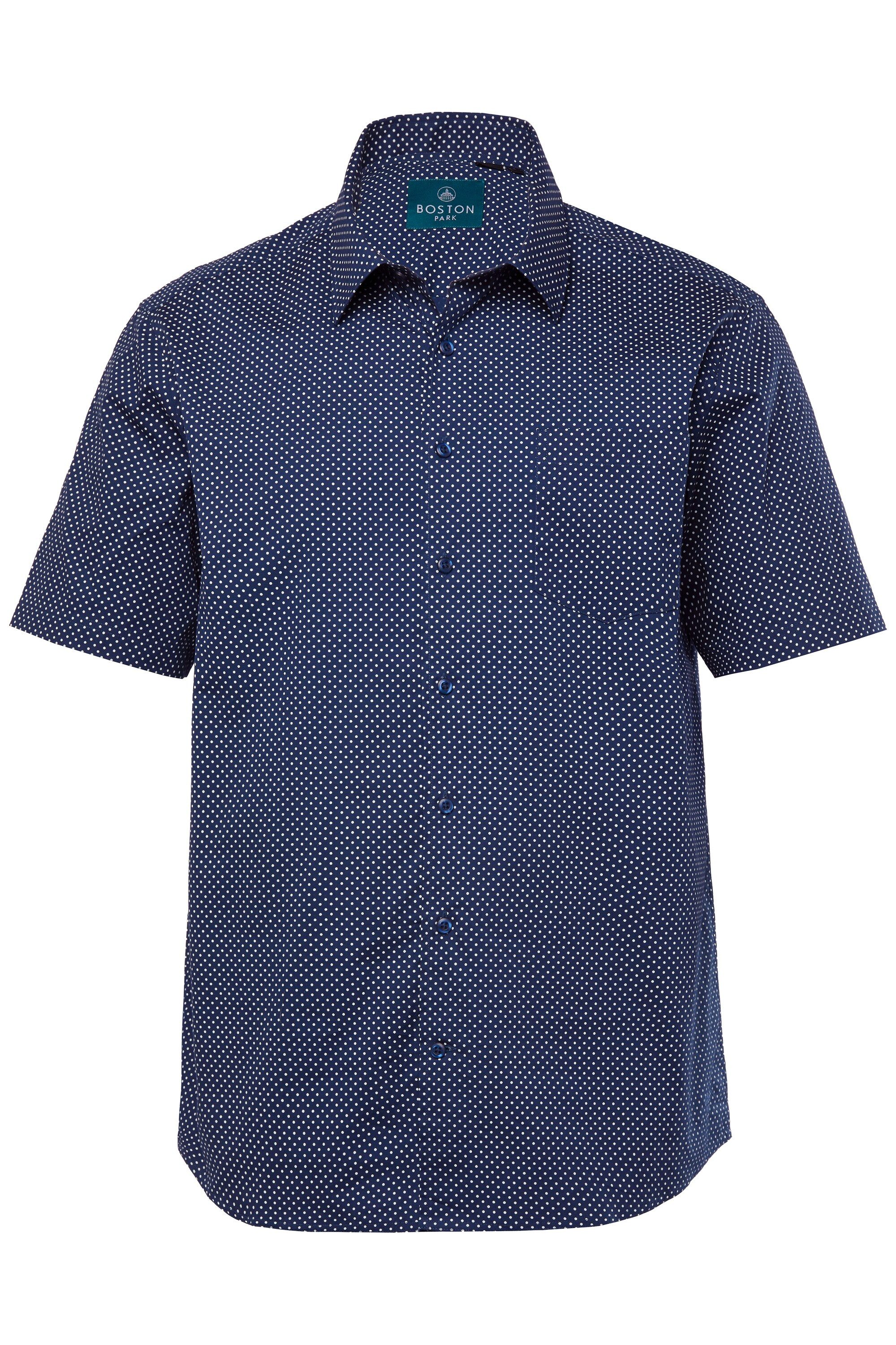 Boston Park Kurzarmhemd Hemd Halbarm Minimal-Print Kentkragen Comfort Fit günstig online kaufen