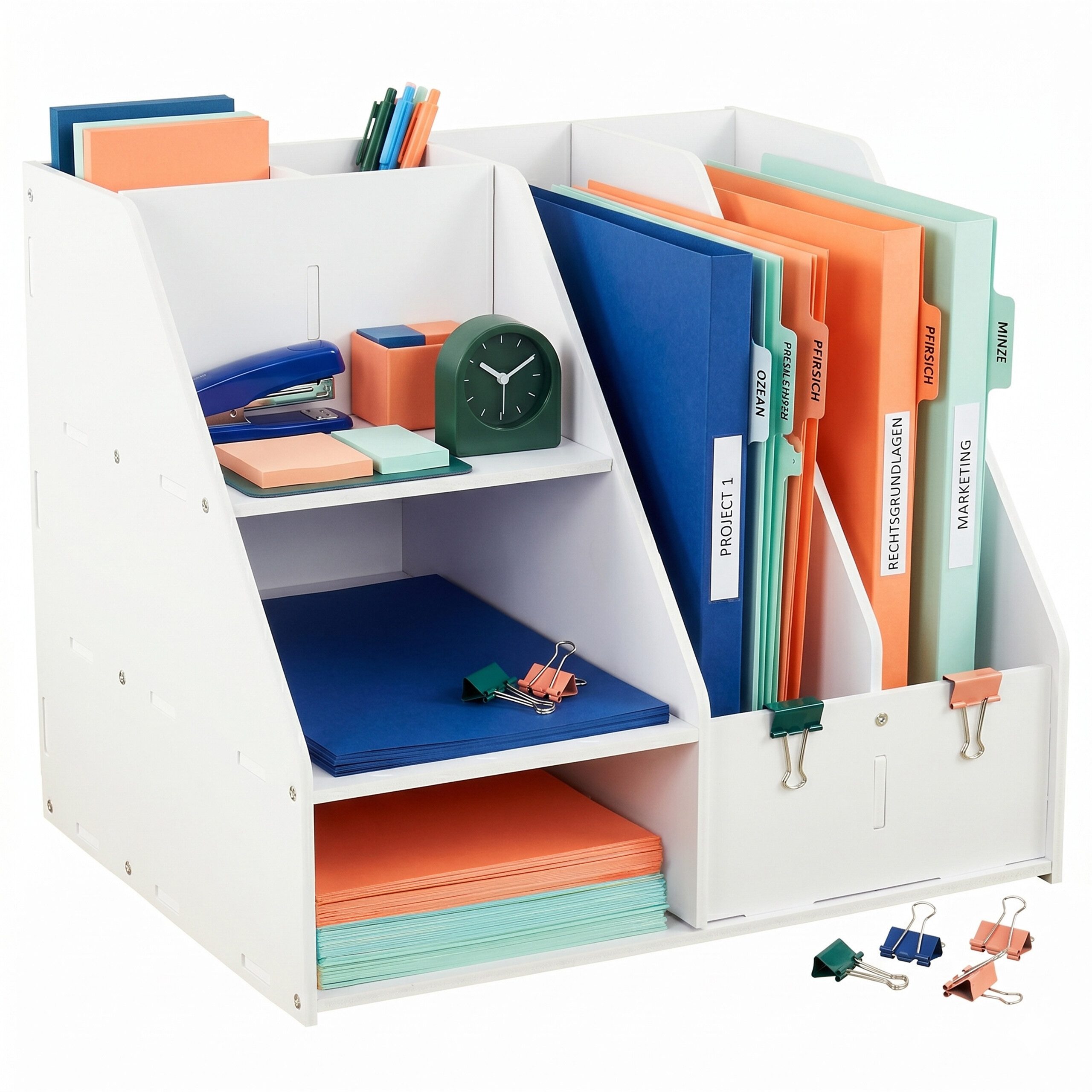 relaxdays Briefablage Schreibtisch Organizer DIN A4, weiß