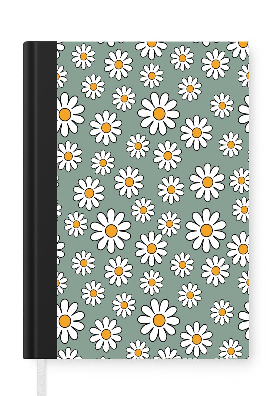 MuchoWow Notizbuch Schnittmuster - Vintage - Blumen - Gänseblümchen, Journal, Merkzettel, Tagebuch, Notizheft, A5, 98 Seiten, Haushaltsbuch