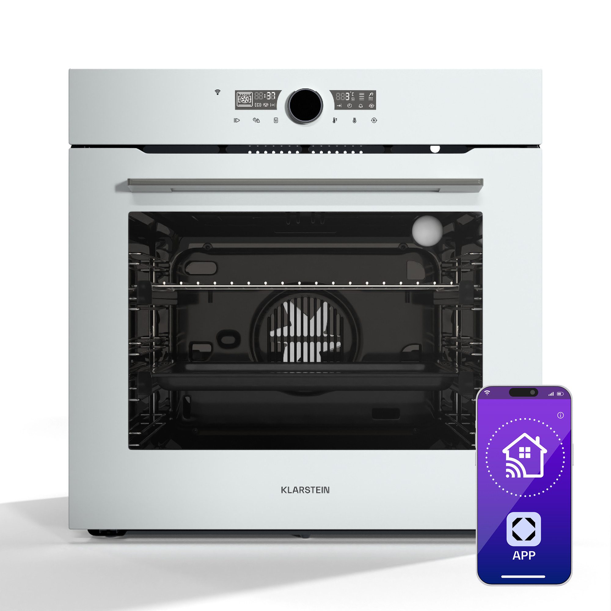 Klarstein Backofen Illuminosa, mit 2 stufige Teleskop, kein, Smart Einbaubackofen 11 Funktionen Timer 2800 W