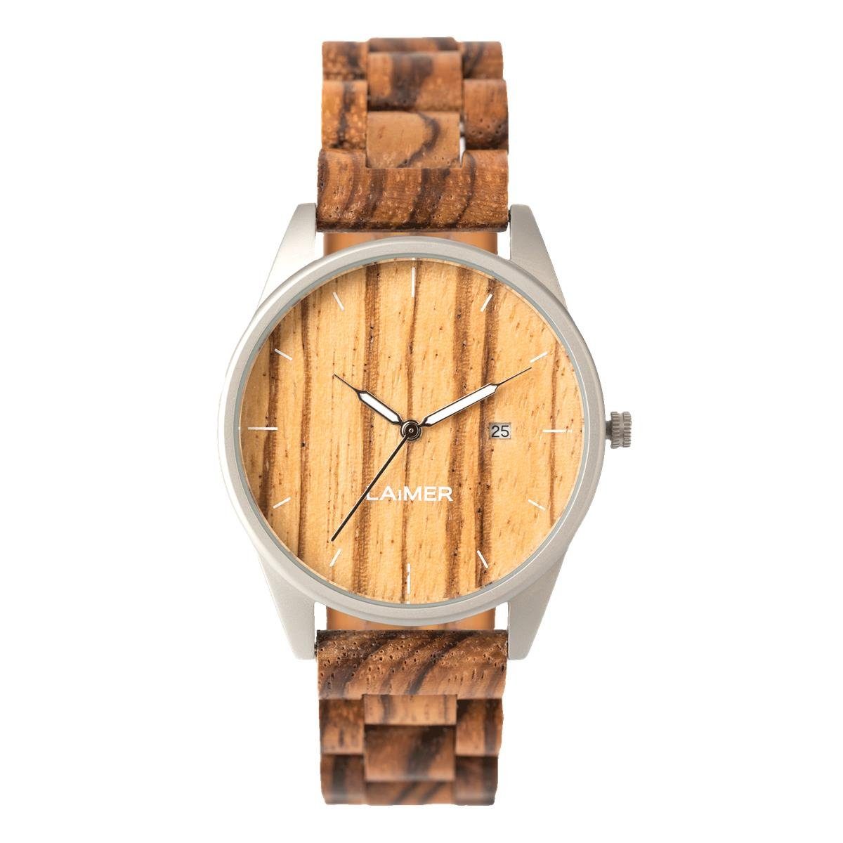 LAiMER Quarzuhr LAiMER Herren Uhr 0076 Ulli Zebranoholz mit Datumsanzeige Vegan, (1-tlg)