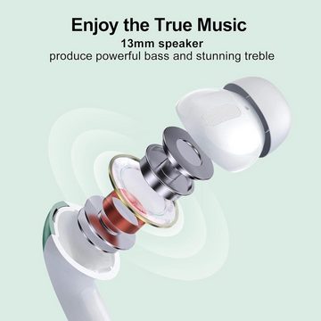 Lekaby Bluetooth 5.3 Kabellos mit 4 ENC Mikrofon 48 Std Spielzeit Tiefer Bass In-Ear-Kopfhörer (Fitness Tracker: Überwachen Sie Ihre Aktivitäten und erreichen Sie Ihre Fitnessziele., 2024 Neue Ohrhörer IP7 Wasserdicht Wireless mit LED-Anzeige USB-C)