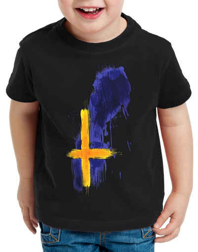 style3 Print-Shirt Kinder T-Shirt Flagge Schweden Fußball Sport Sweden WM EM Fahne