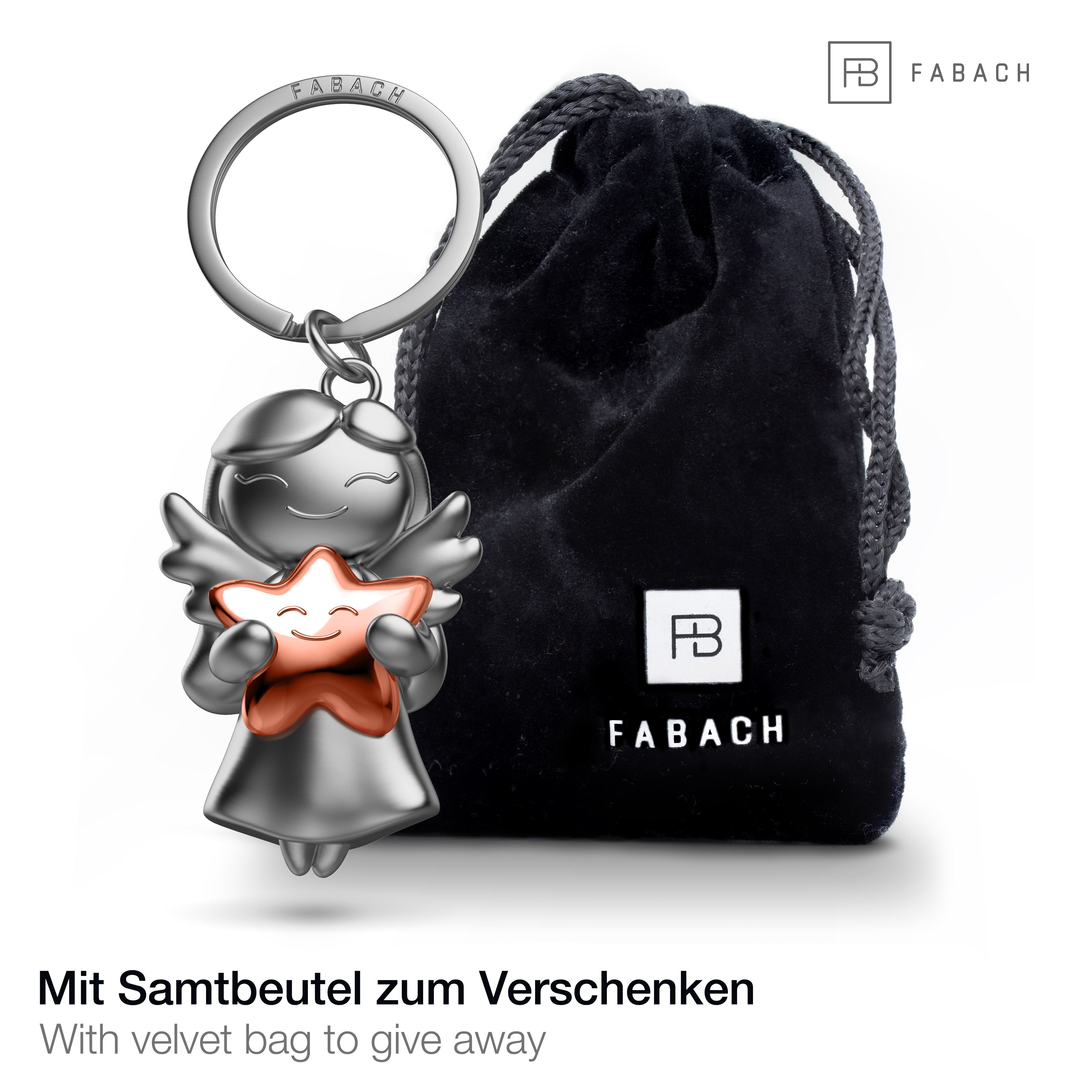 FABACH Schlüsselanhänger Schutzengel "Star" mit Stern - Weihnachtsengel Glücksbringer Geschenk
