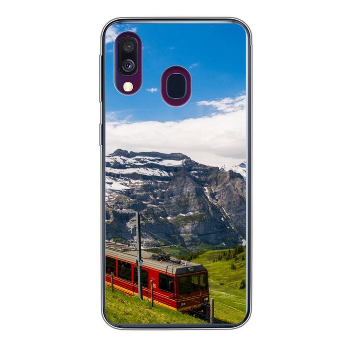 MuchoWow Handyhülle Ein roter Zug in den Alpen Handyhülle Samsung Galaxy A40 Smartphone-Bumper Print Handy