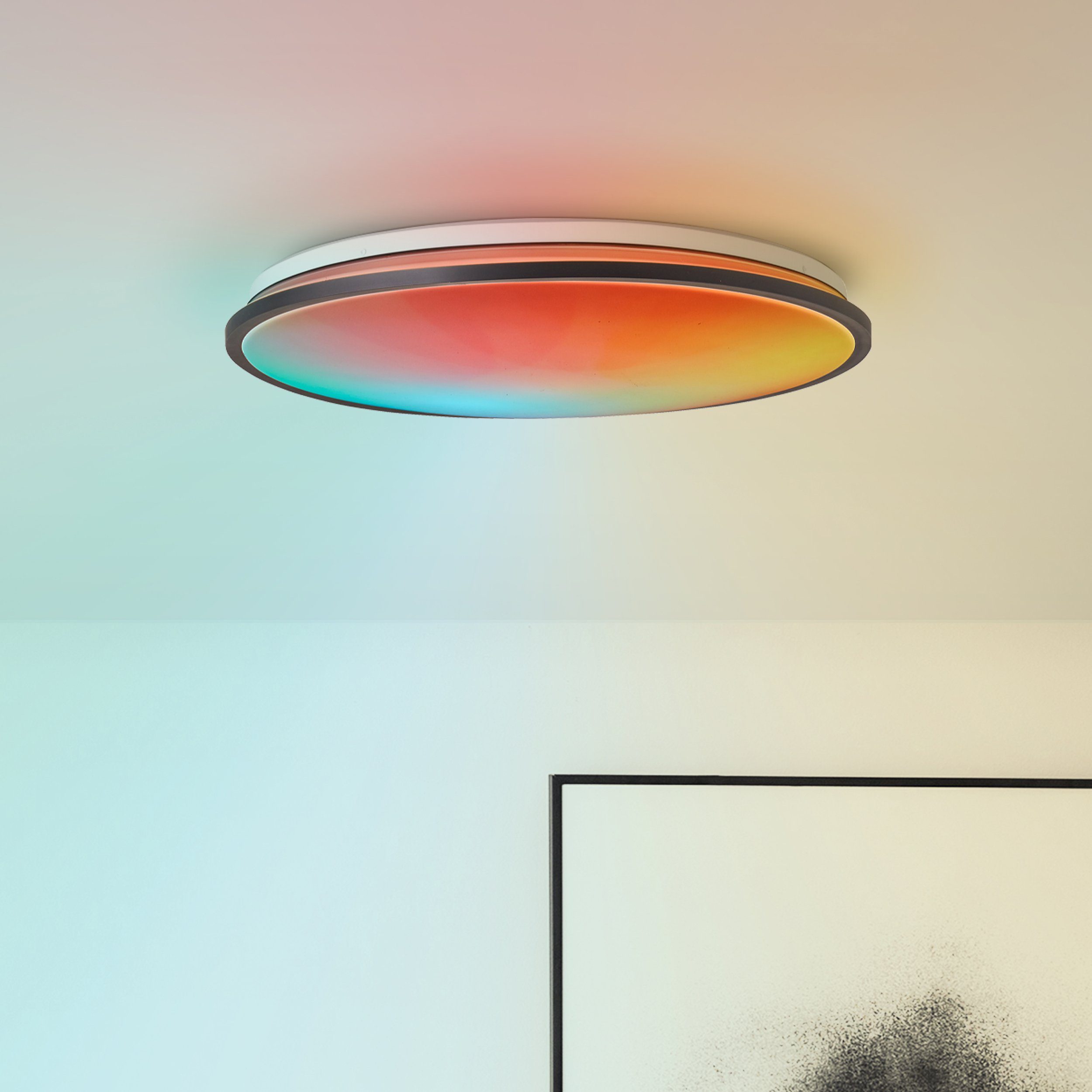 Brilliant LED Deckenleuchte Heida, CCT - über Fernbedienung, Dimmfunktion, Memoryfunktion, Nachtlichtfunktion, LED fest integriert, warmweiß - kaltweiß, 3000 lm, Ø 49 cm, Metall/Kunststoff, schwarz