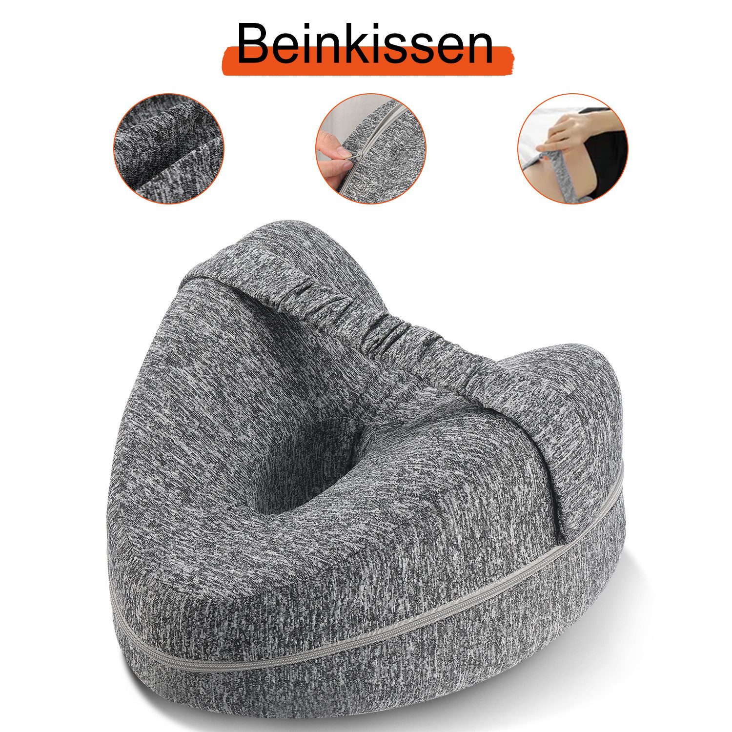 LETGOSPT Kniekissen 2 Stück Kniekissen für Seitenschläfer aus Memory Foam, orthopädisches Beinkissen, mit Fixiergurt