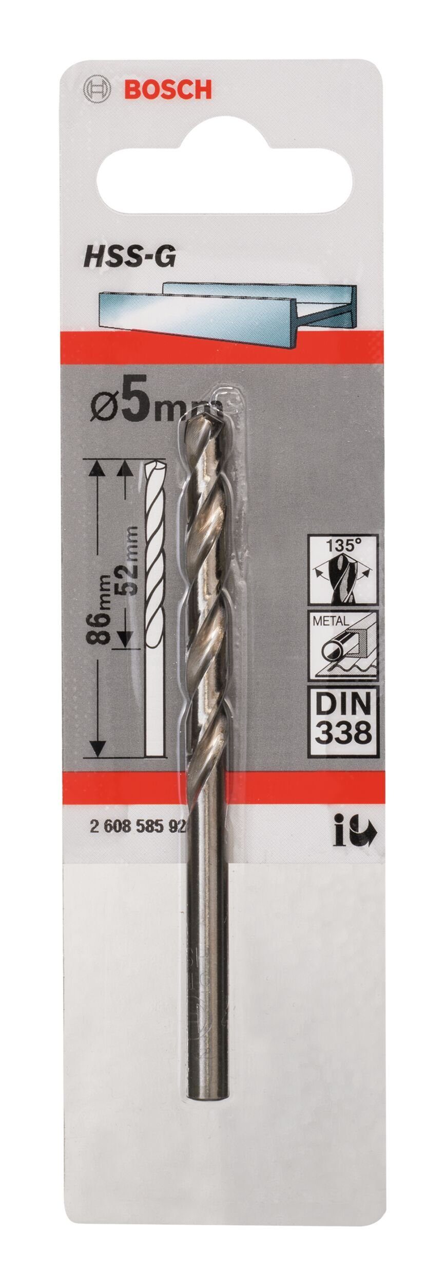 BOSCH Metallbohrer, HSS-G (DIN 5 - 338) x 1er-Pack 86 mm 52 - x