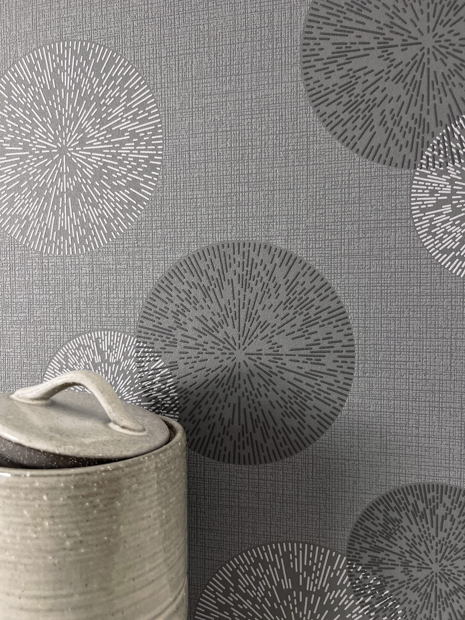 Newroom Vliestapete Raina Silber Tapete Mustertapete Kreise, Punkte, Modern, strukturiert, Polka Dot