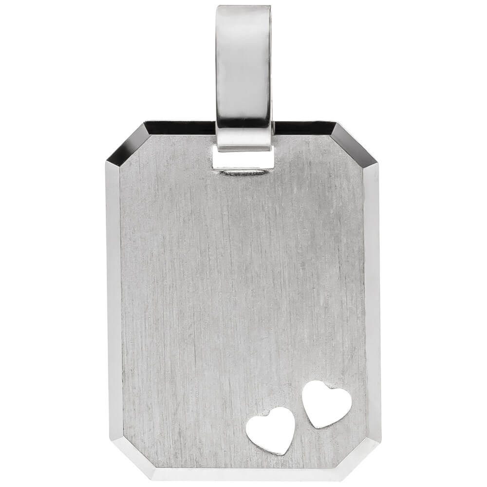 Kettenanhänger Anhänger Gravurplatte, 2 Herzen, 925 Silber