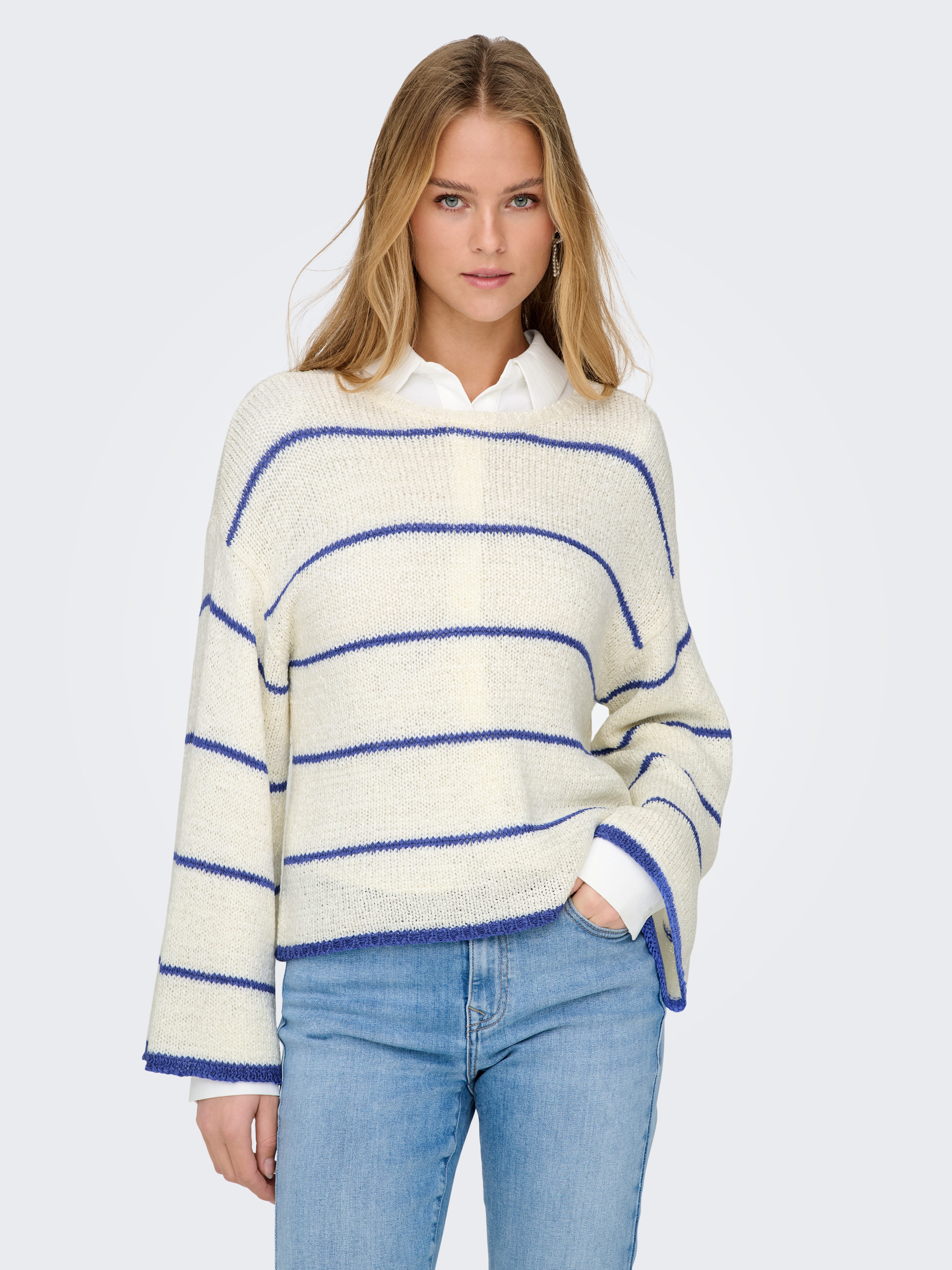 ONLY Rundhalspullover ONLGEENA 7/8 STRIPE O-NECK günstig online kaufen