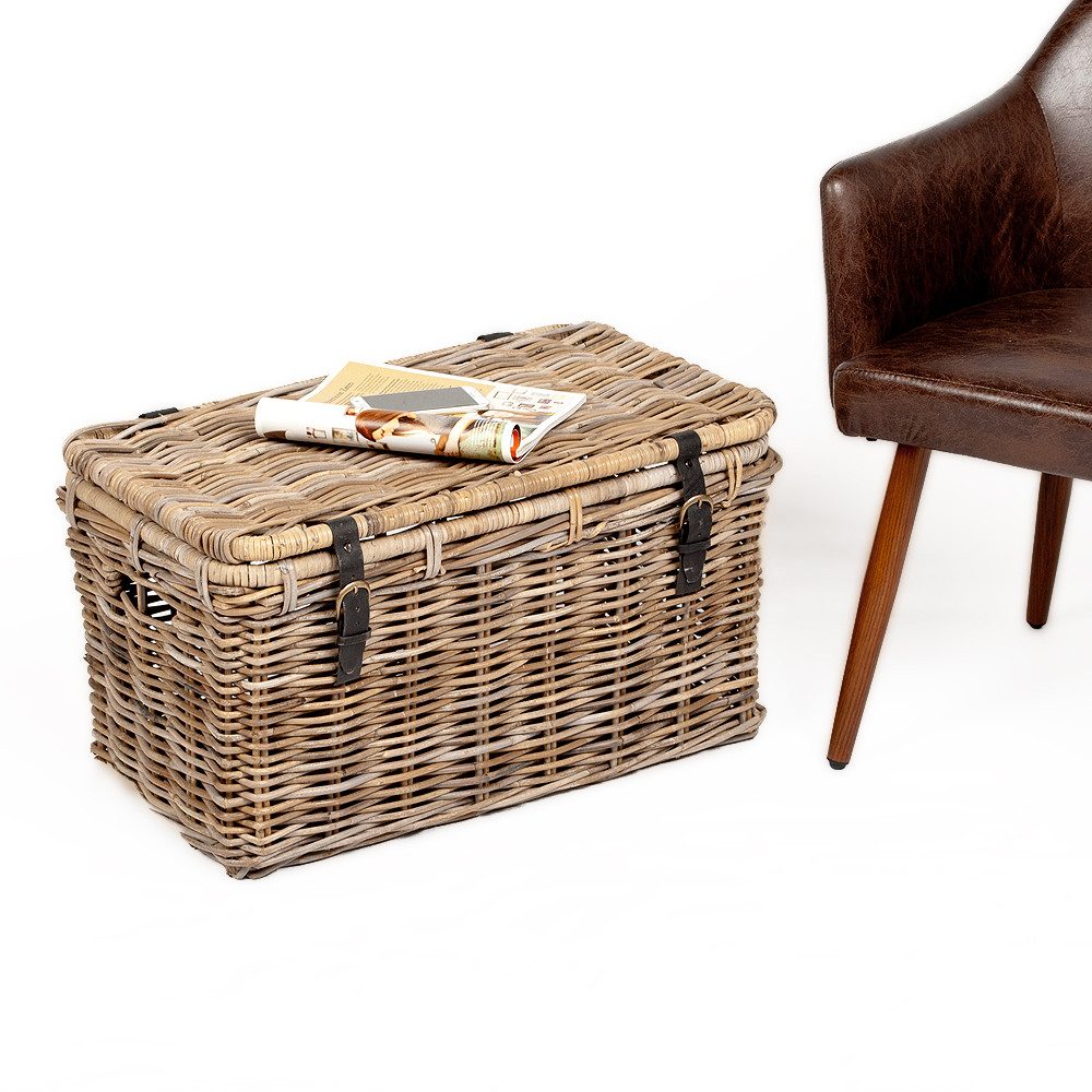 LebensWohnArt Truhe Rattan Truhe RESSY Grey ca. L70cm Couchtisch – Bild 3 von 5