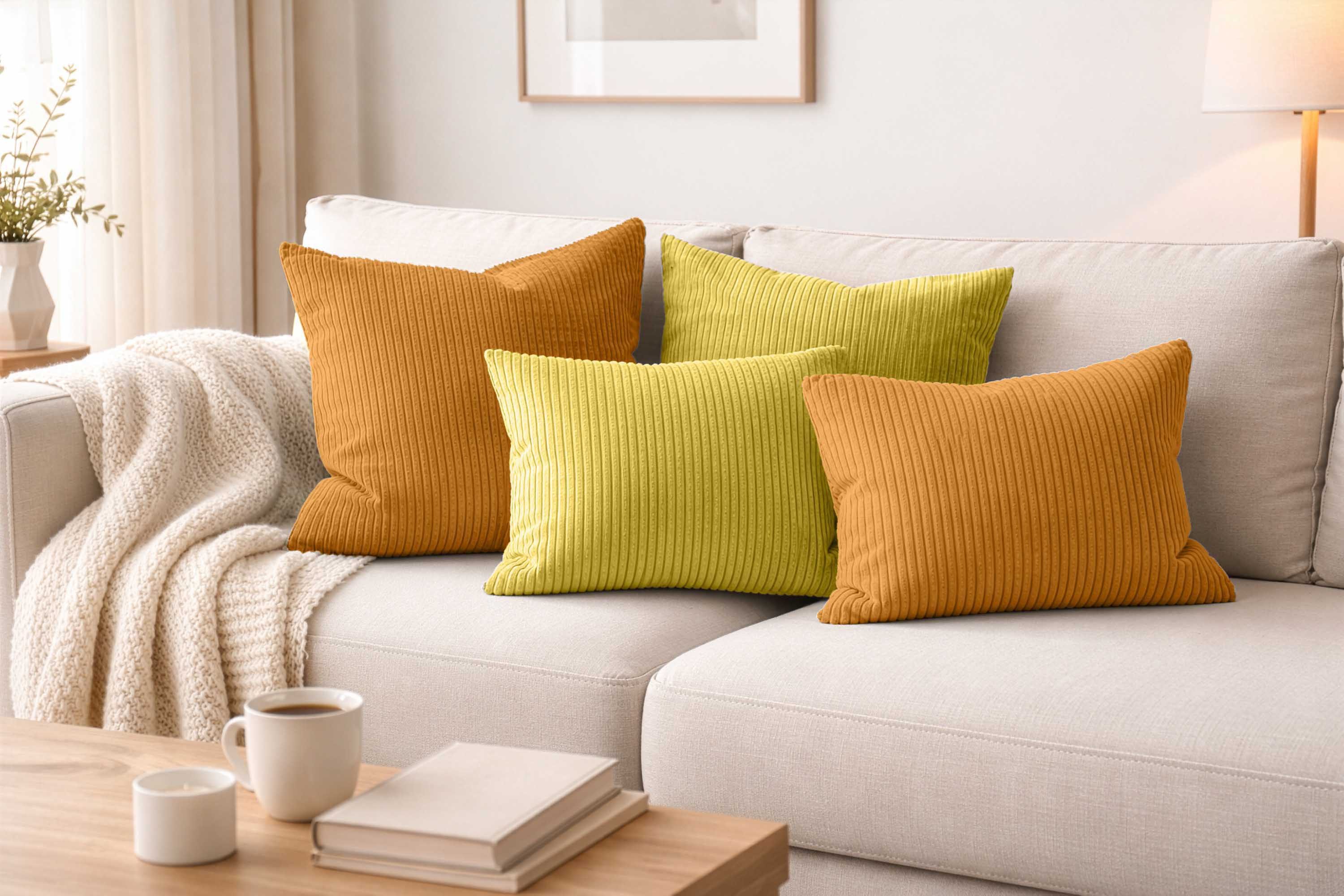 Amilian Dekokissen - Kissen Set 4er - Sofakissen mit Füllung 2x 50x50 + 2x 35x45cm, (4 Stück) Kuschelkissen - Zierkissen mit Kissenfüllung - Couchkissen
