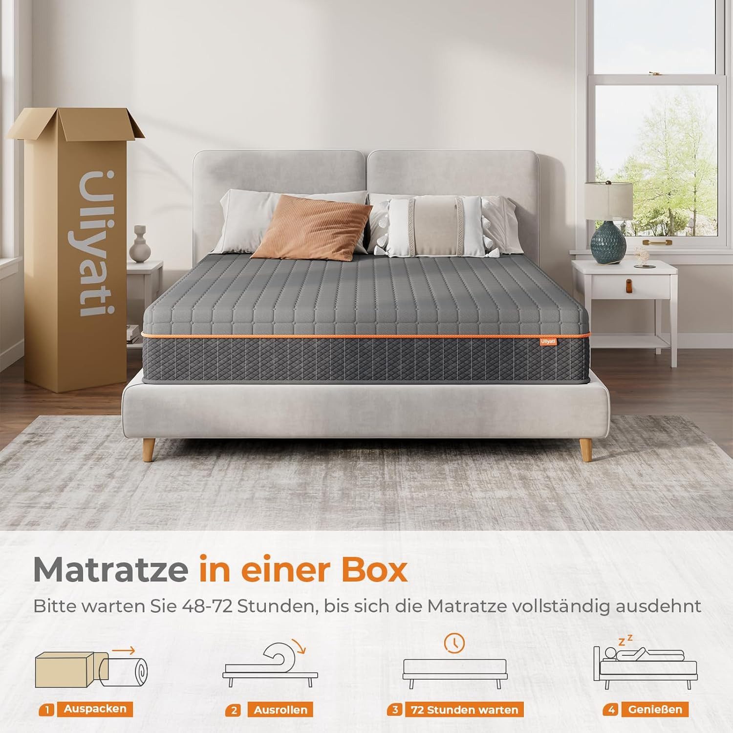 Komfortschaummatratze H3-H4 Härtegrad mit Atmungsaktiver Bezug, Uliyati – Bild 5 von 5