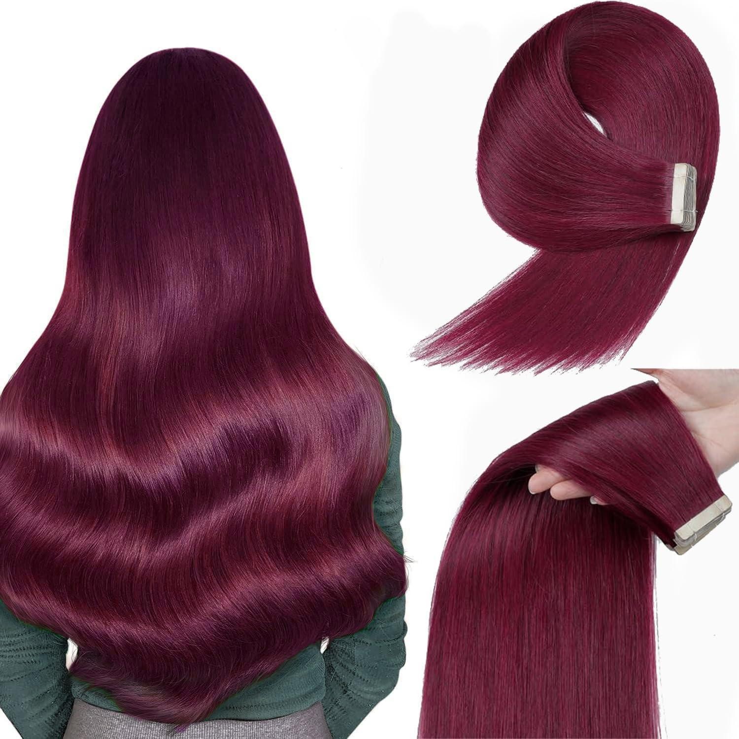 Echthaar-Extension Tape Extensions Echthaar Remy 60cm 20pcs 99JA# 24inch(60cm)-20pc