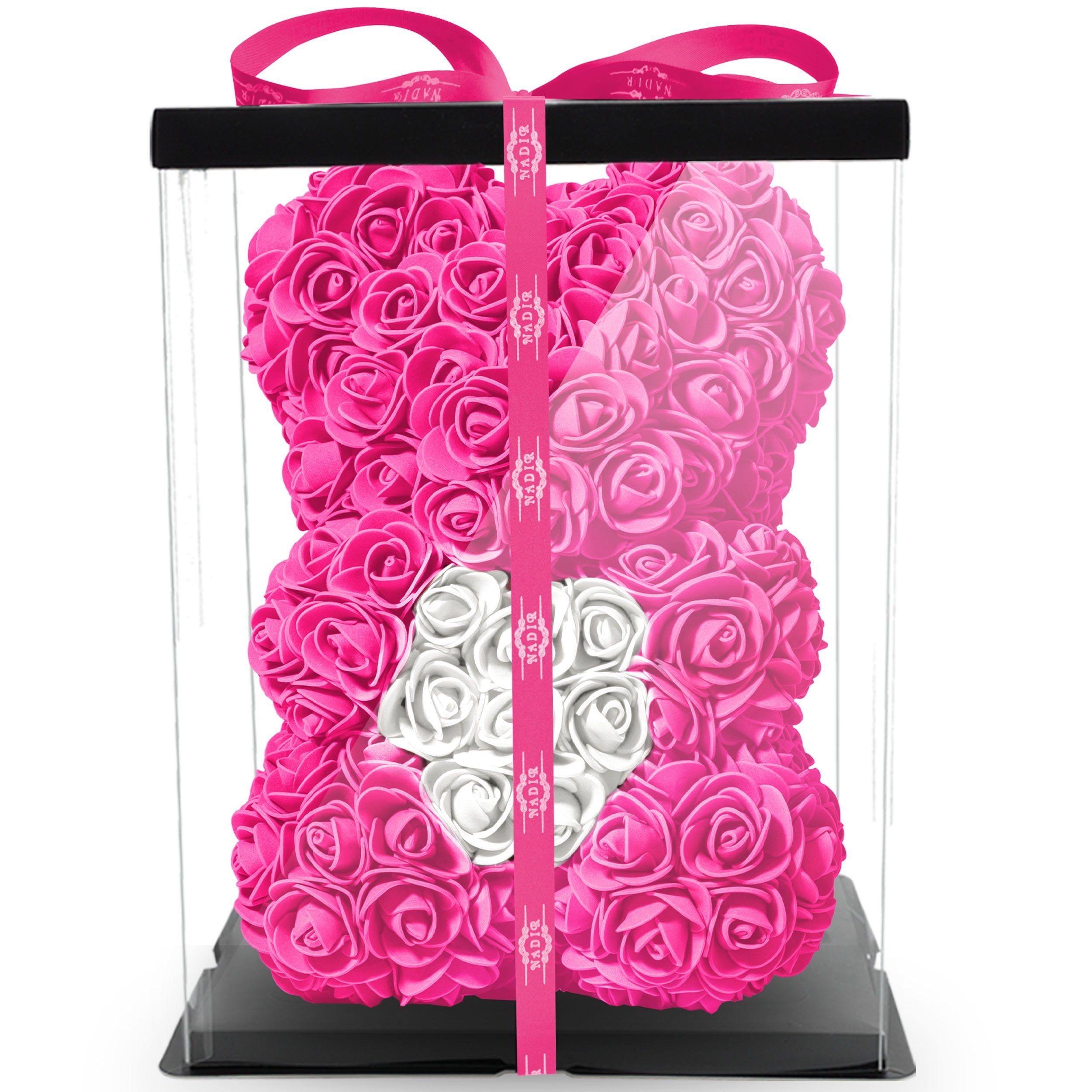 Kunstblume Rosenbär mit Herz Geschenk für günstig online kaufen