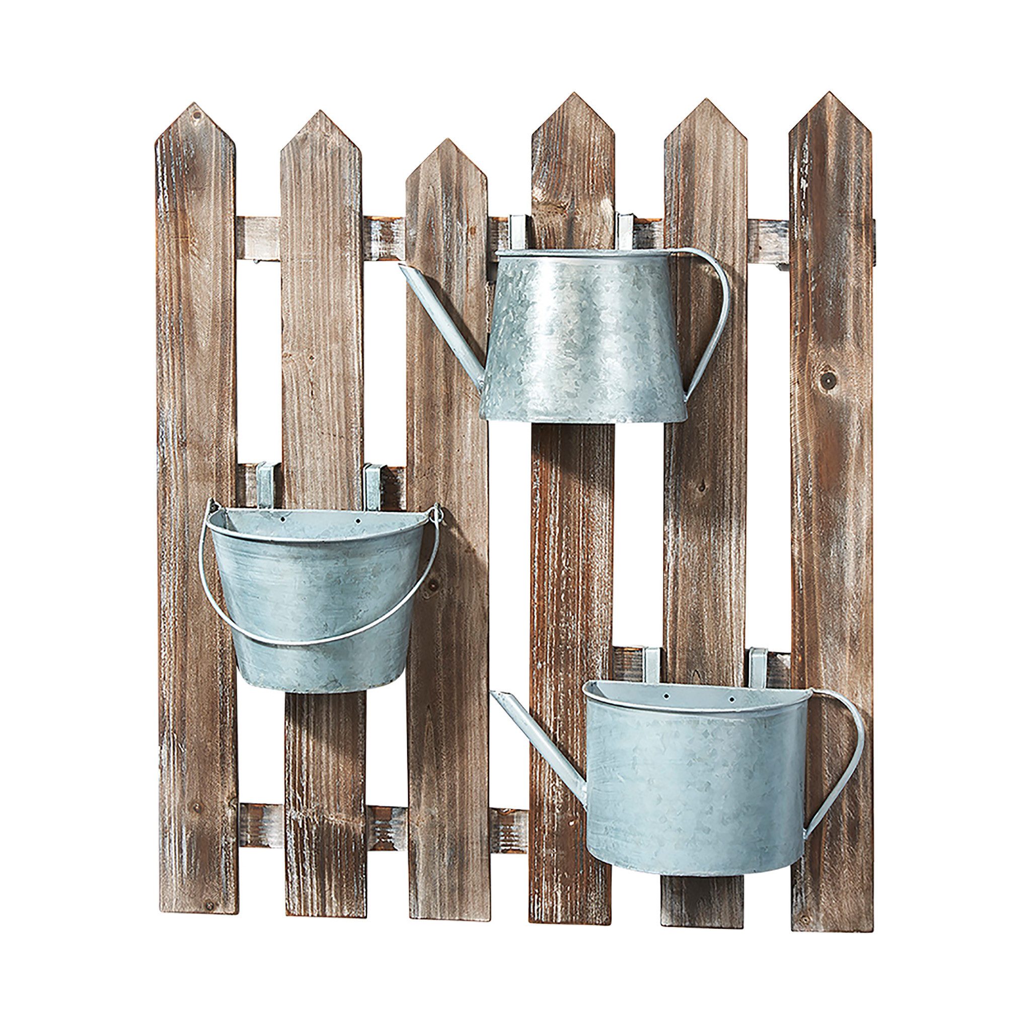 Kobolo Blumentopf Blumenkasten aus Holz - 3 Metallbehälter mit Haken, aus H günstig online kaufen