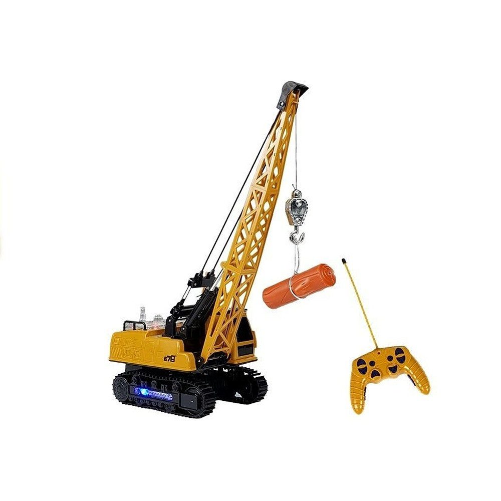 LEAN TOYS RC-Kran Baukran Raupenkran Baufahrzeug (Spar-Set, 1-tlg., 49 x 22 cm ferngesteuert), 12-Kanal-Funk, Licht & Sound, Raupenfahrwerk