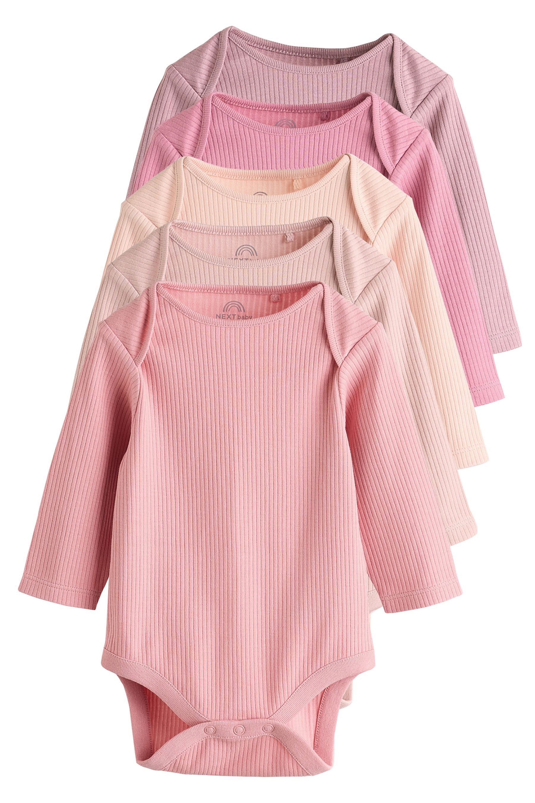 Next Langarmbody Langärmelige Strampelanzüge im 5er-Pack (5-tlg)