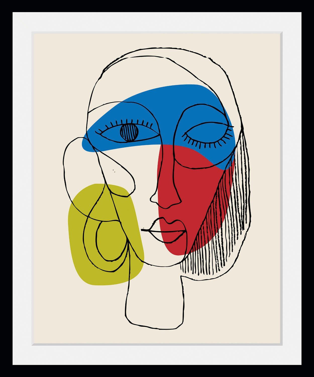 queence Bild Patrischa, Abstrakt, Figuren, Gemälde, Gesicht, Kunst, Modern (1 St), HD Premium Poster-Druck inkl. Holzrahmen