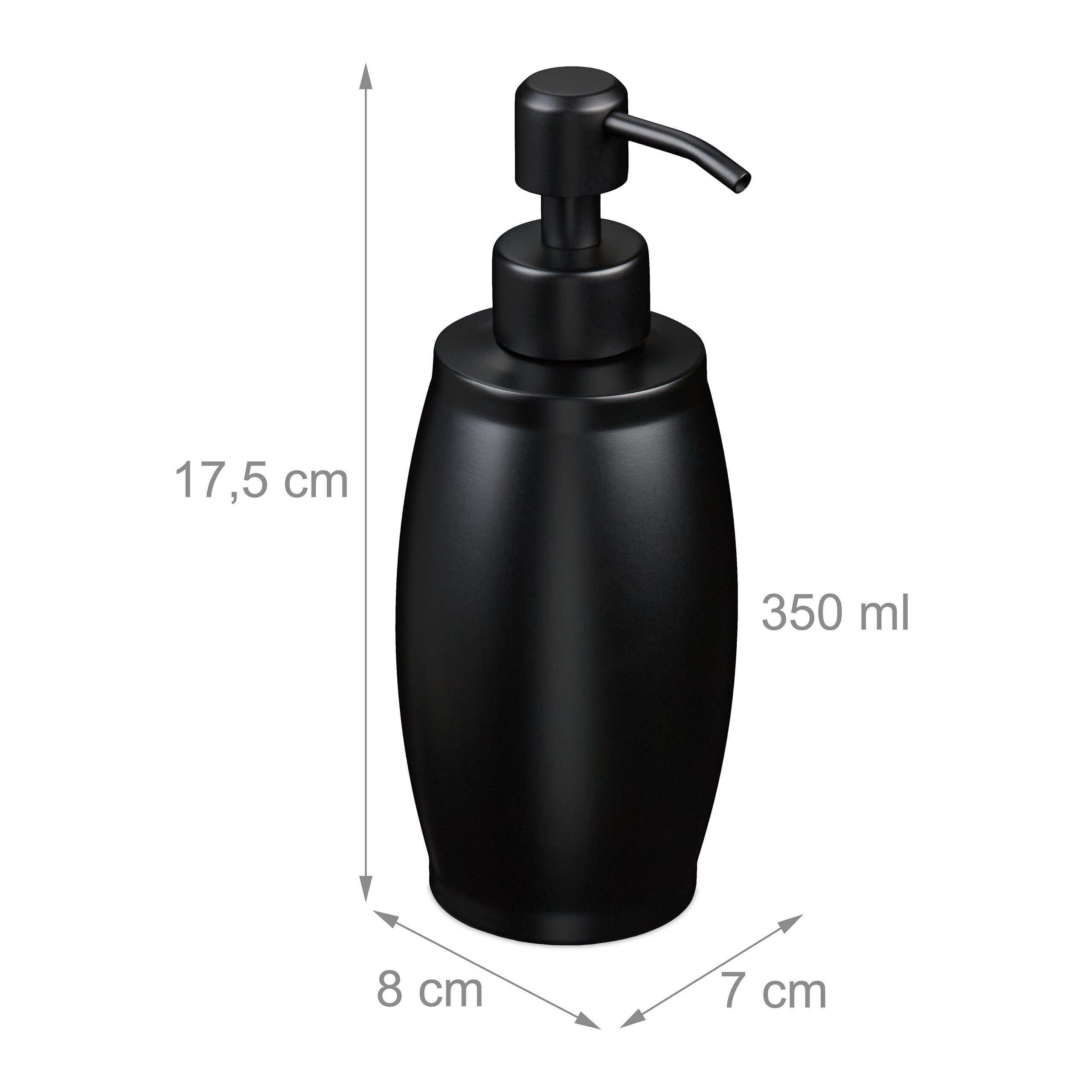 relaxdays Seifenspender Edelstahl 350 ml, (1-tlg), schwarz – Bild 4 von 5