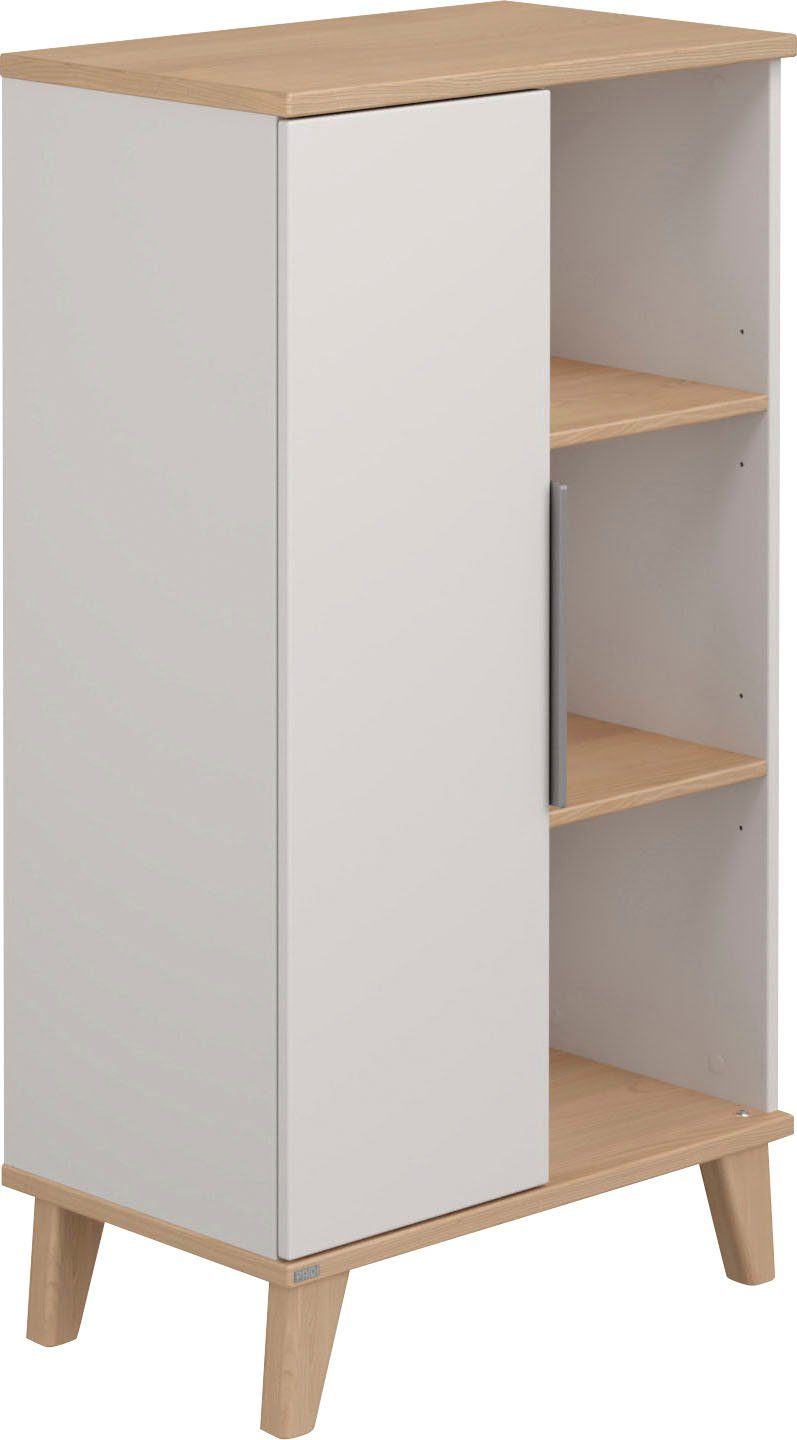 PAIDI Standregal FIENE in Grau mit Tür und 6 Fächern, 66x120x40cm, stabiles und langlebiges Regal aus Holz, Tür links/rechts montierbar