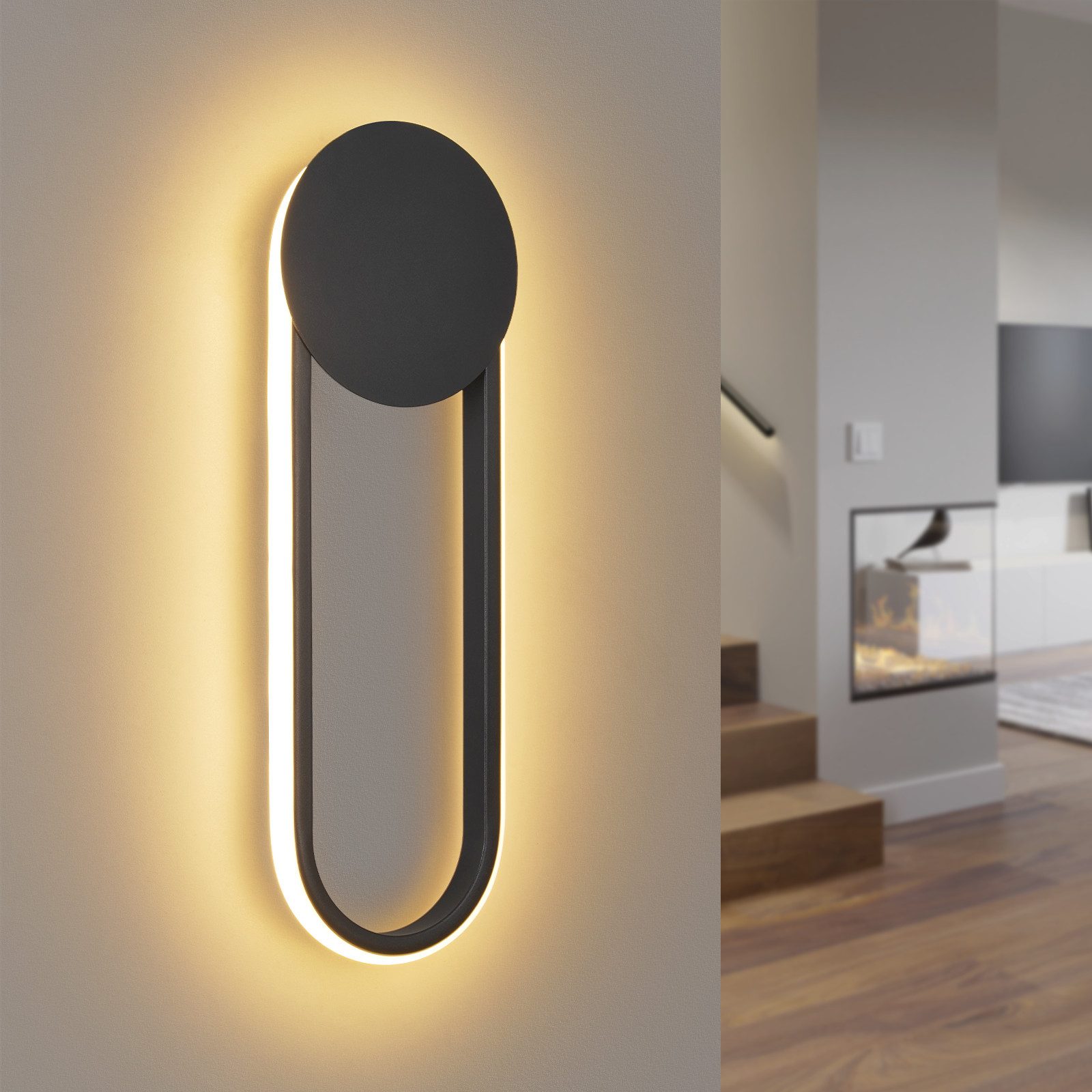 ZMH LED Wandleuchte Innen Wandlampe Flurlampe Modern Design 3000K, Außenleuchtend, LED fest integriert, warmweiß
