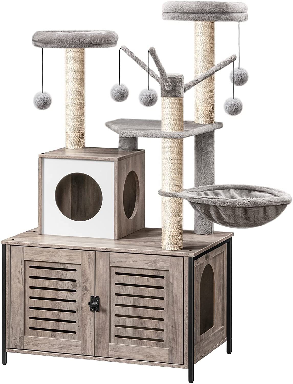 Hoobro Kratzbaum Katzenbaum Katzenkletterbaum, All-in-One-Katzenmöbel - Greige