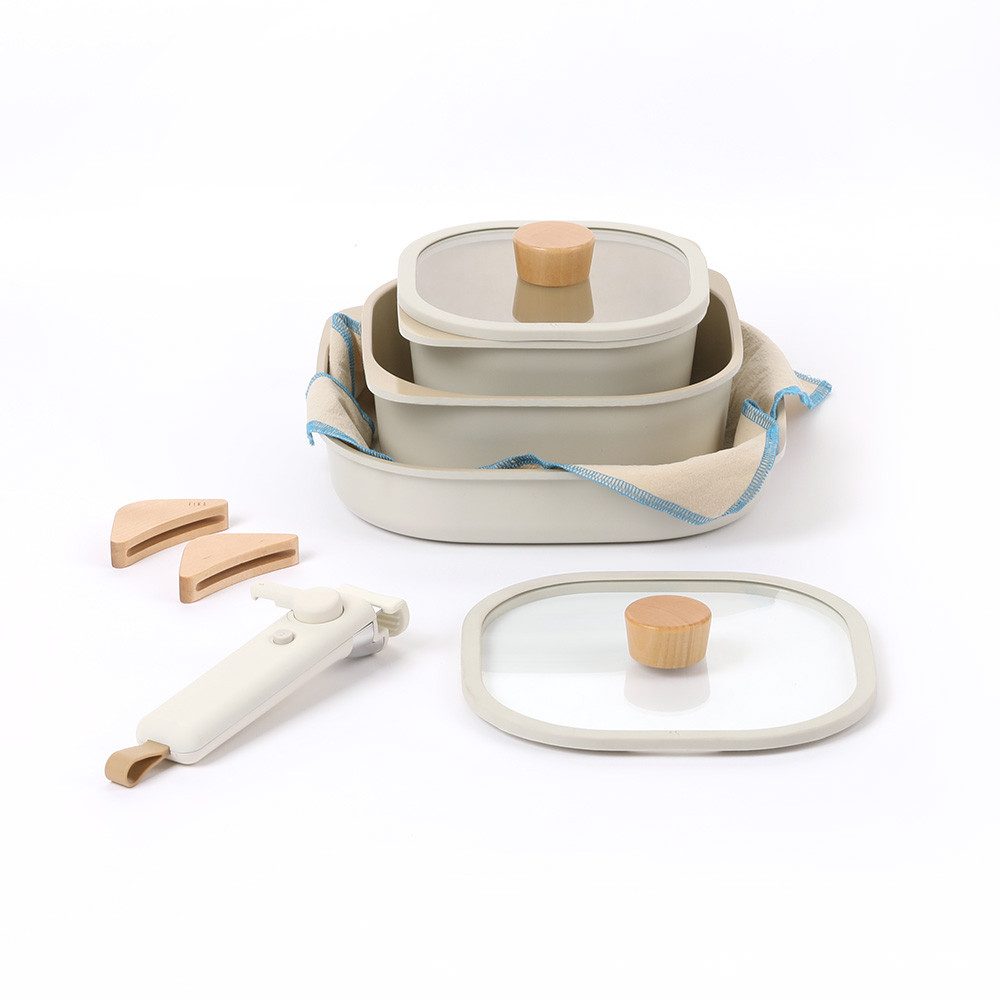NEOFLAM® Topf-Set FIKA Objet Comfort Topf & Pfannenset, 7tlg., weiß, (7-tlg)