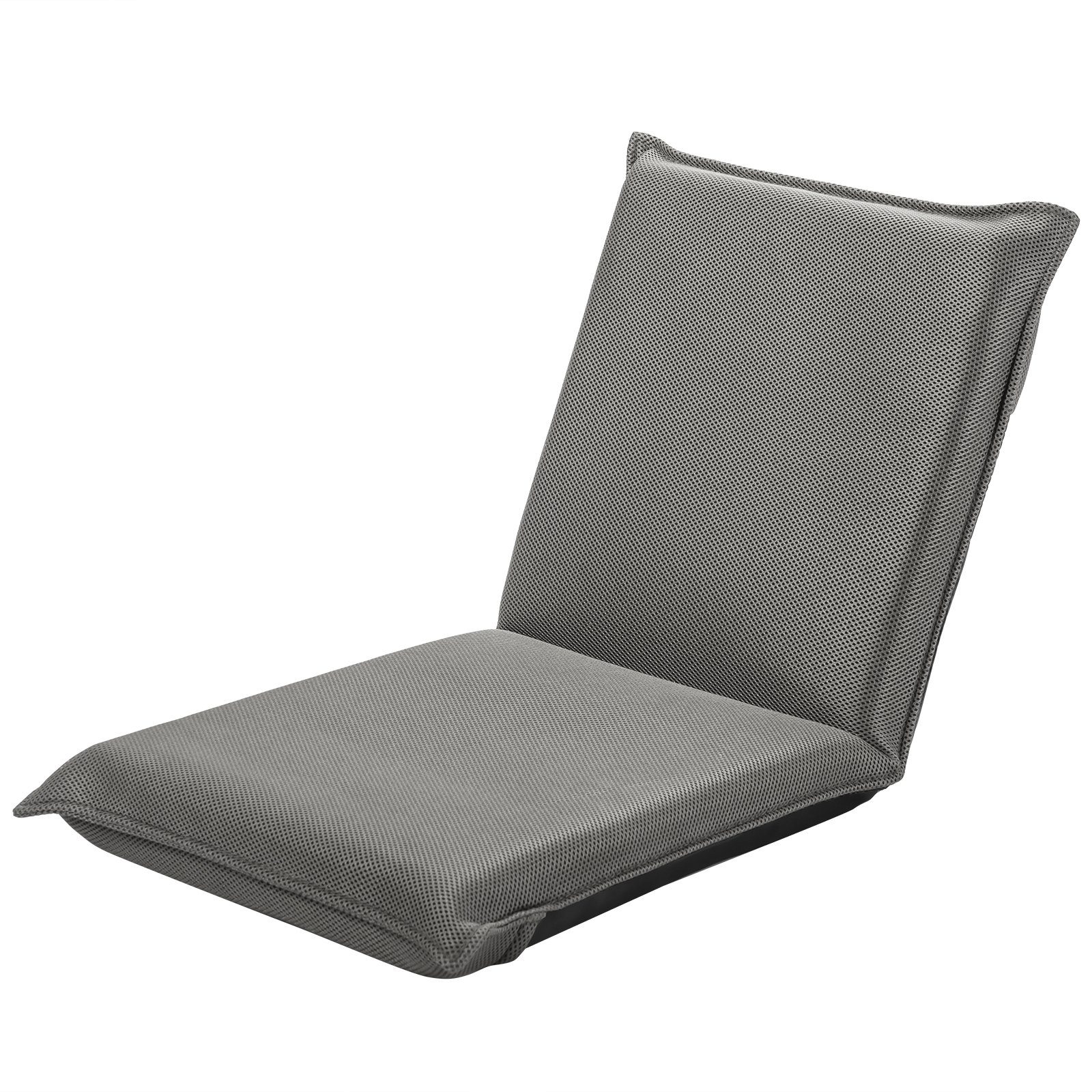 COSTWAY Relaxsessel Bodenstuhl, mit 6-stufig Verstellbarer Grau Rückenlehne