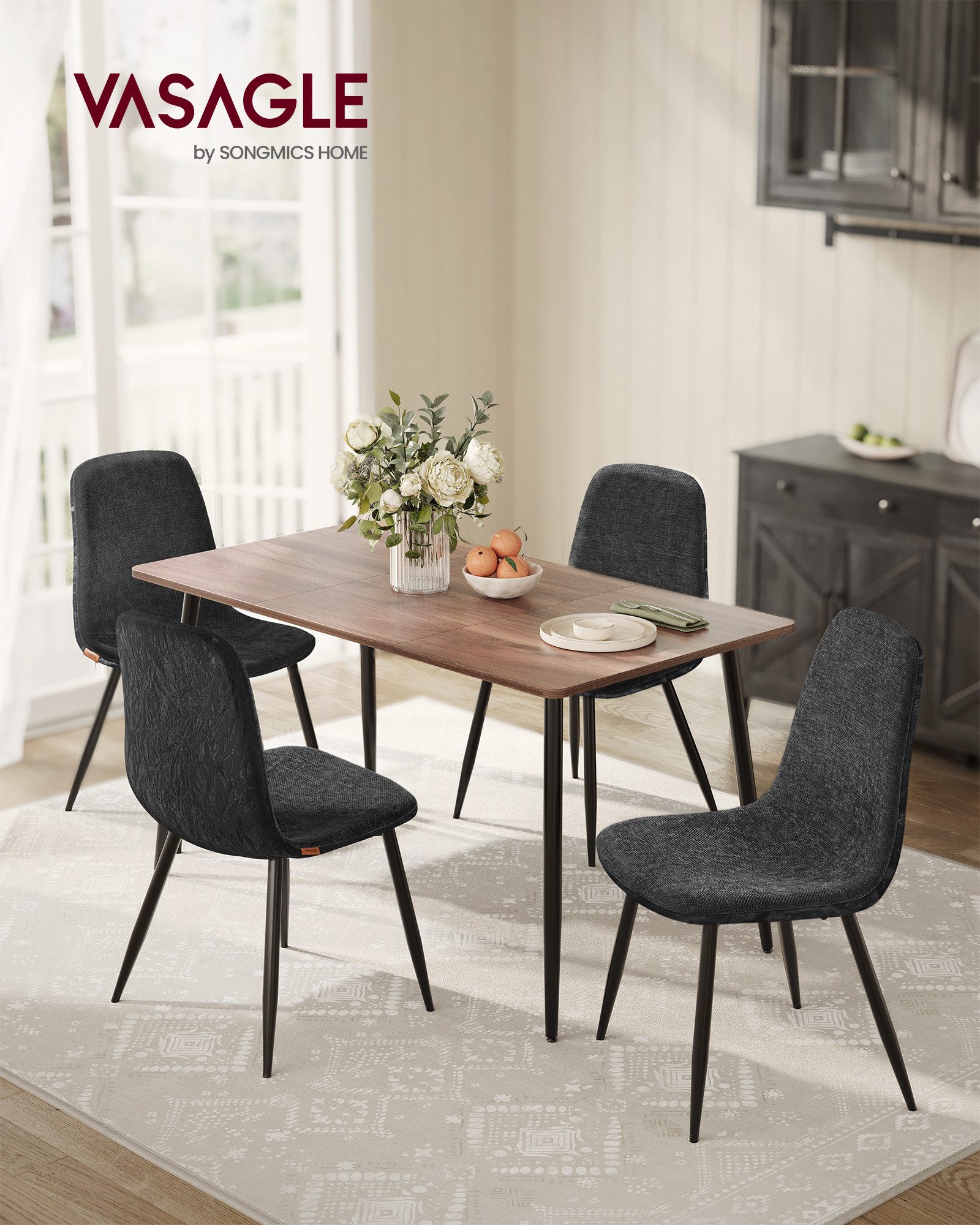 VASAGLE Esszimmerstuhl Metallbeine, verstellbare Füße, pflegeleicht (4 St), günstig online kaufen