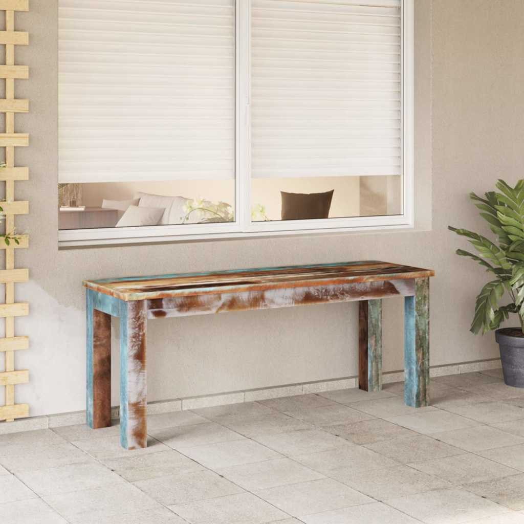 furnicato Truhenbank Sitzbank aus recyceltem Massivholz 110 x 35 x 45 cm Mehrfarbig