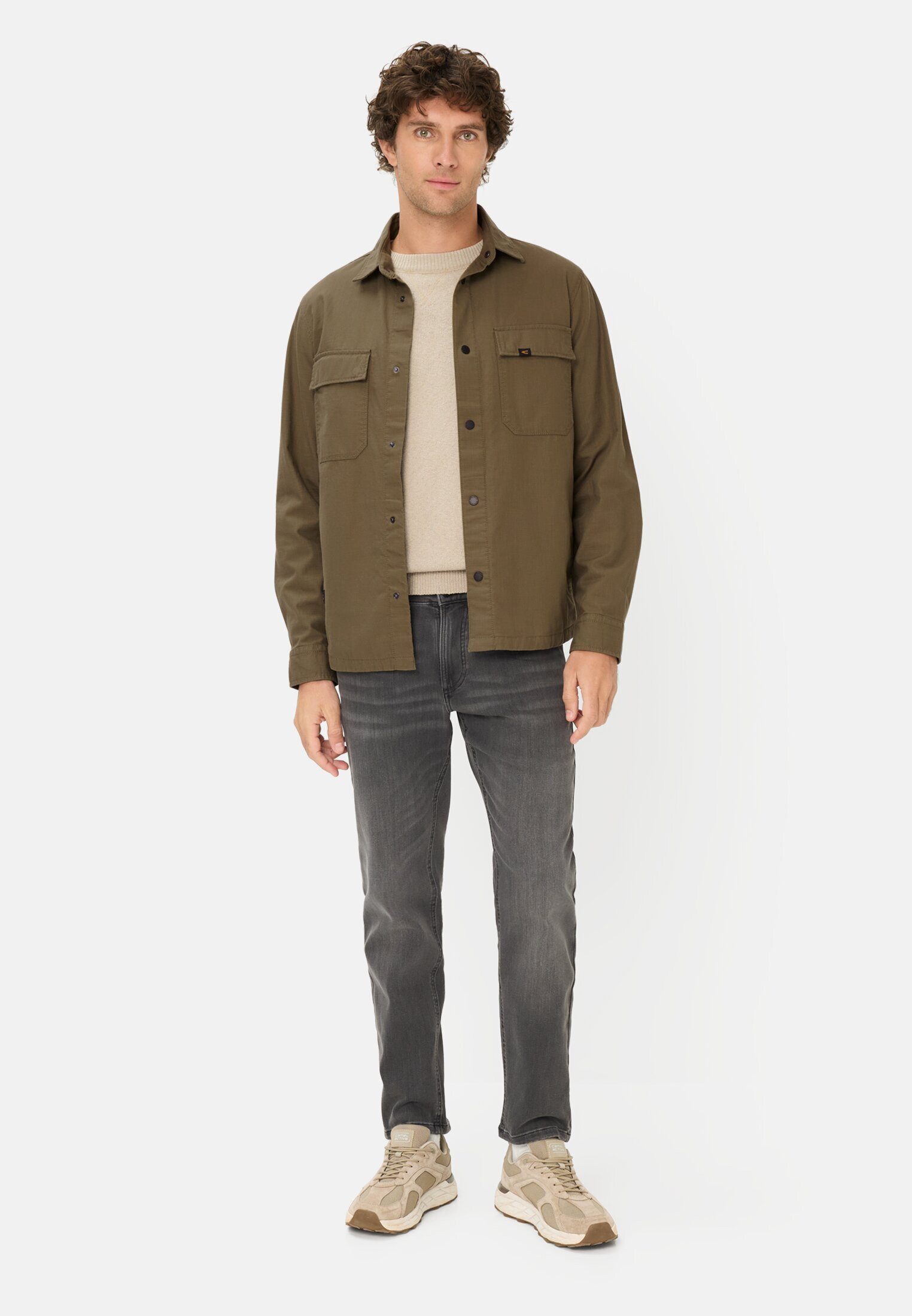 camel active Hemdjacke mit Taschen Langarm Markenlabel