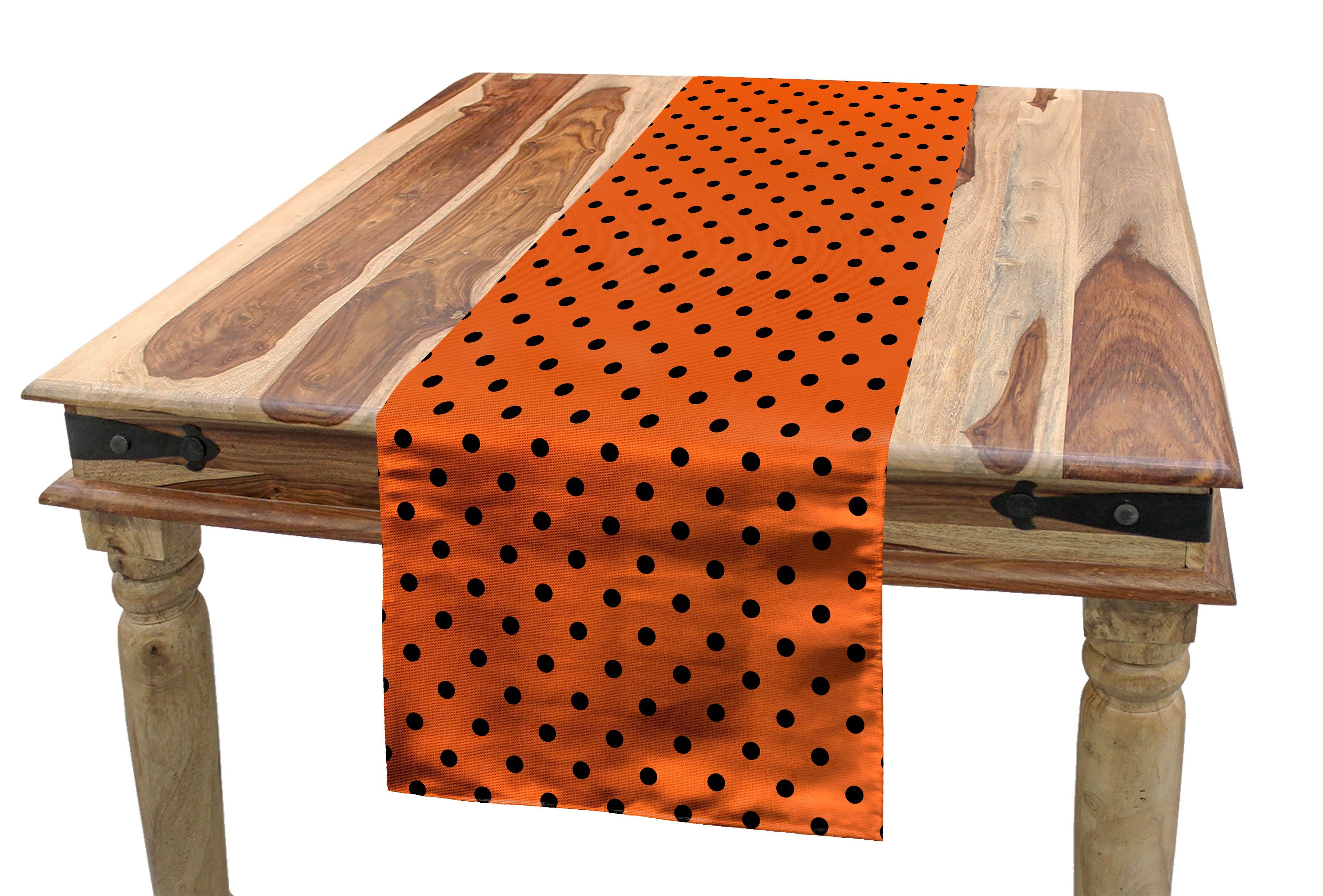 Abakuhaus Tischläufer Esszimmer Küche Rechteckiger Dekorativer Tischläufer, Orange Vintage-Tupfen-Fliese | Tischläufer
