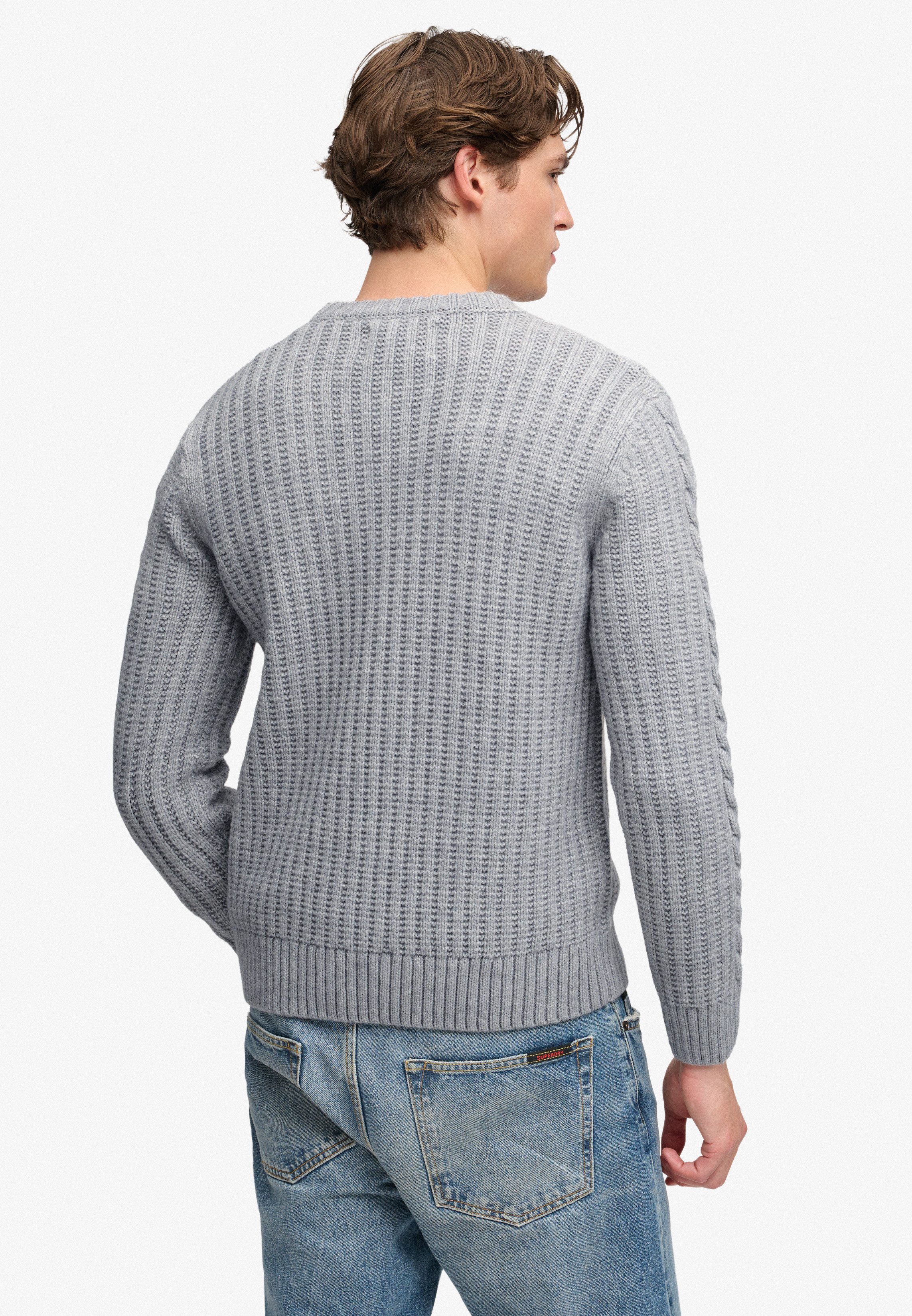 Superdry Rundhalspullover JACOB CABLE JUMPER Materialmix, regular fit