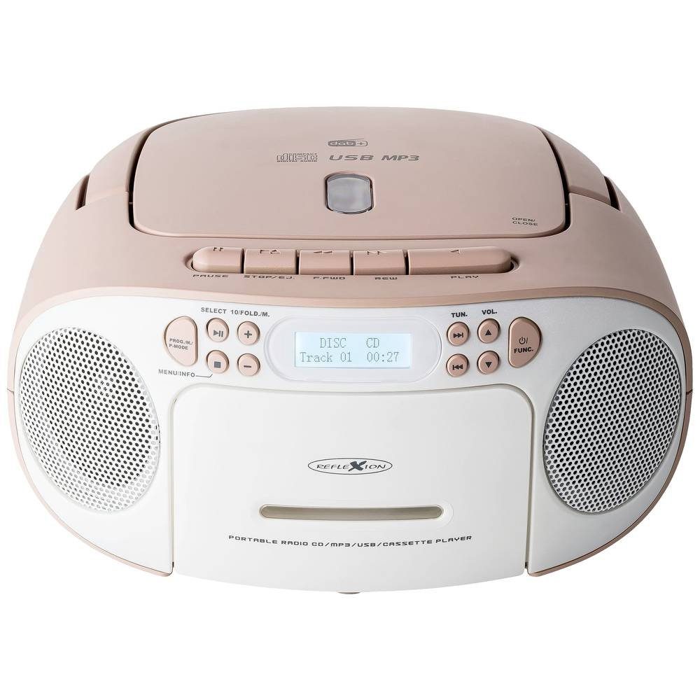 UKW Radio CD, DAB+, DAB, CD-Radio DAB+, weiß/pink Reflexion RCR2260DAB AUX,