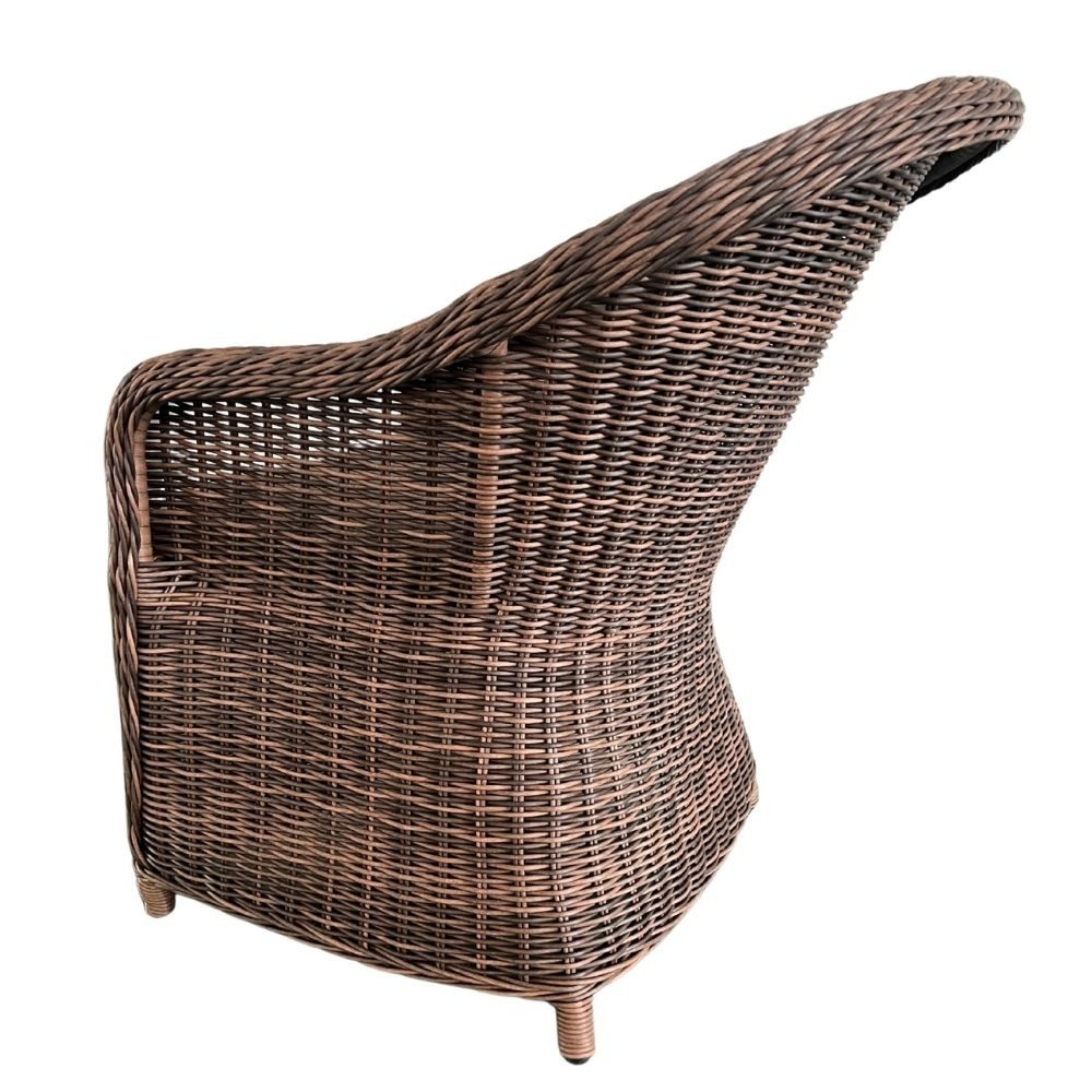 LebensWohnArt Gartenstuhl 2er Set Sessel BELLA rundes Polyrattan Natural-Brown Gartenstuhl