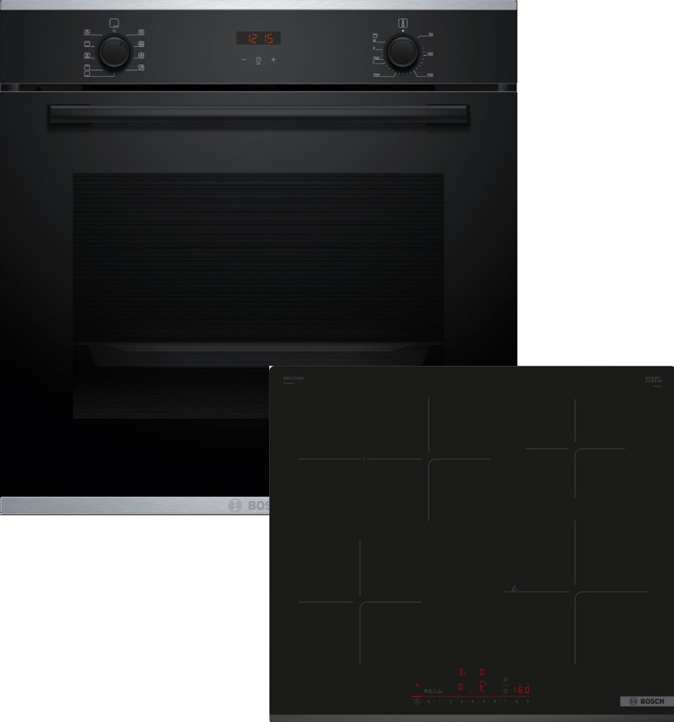 BOSCH Backofen-Set 4 HBA234BB3, mit nachrüstbar, Autostart, Halogen-Innenbeleuchtung