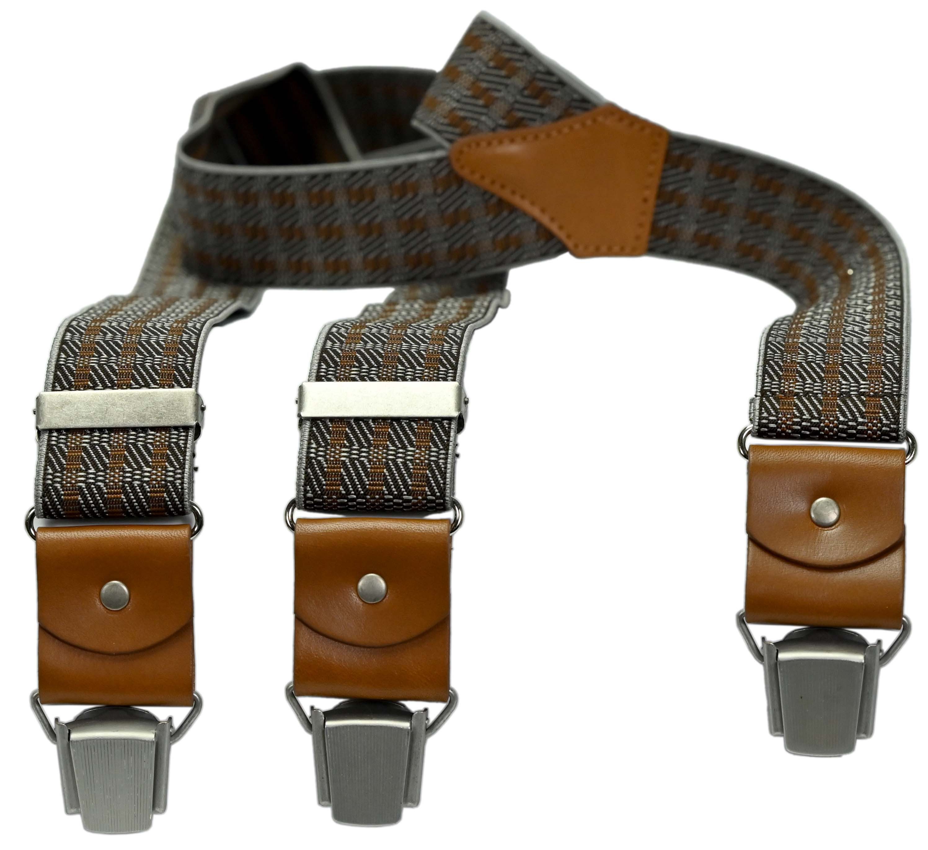 LLOYD Men’s Belts Hosenträger LLOYD-Hosenträger 35 mm 3-streifig Lederrückenteil -medium brown Lederkartusche vorn
