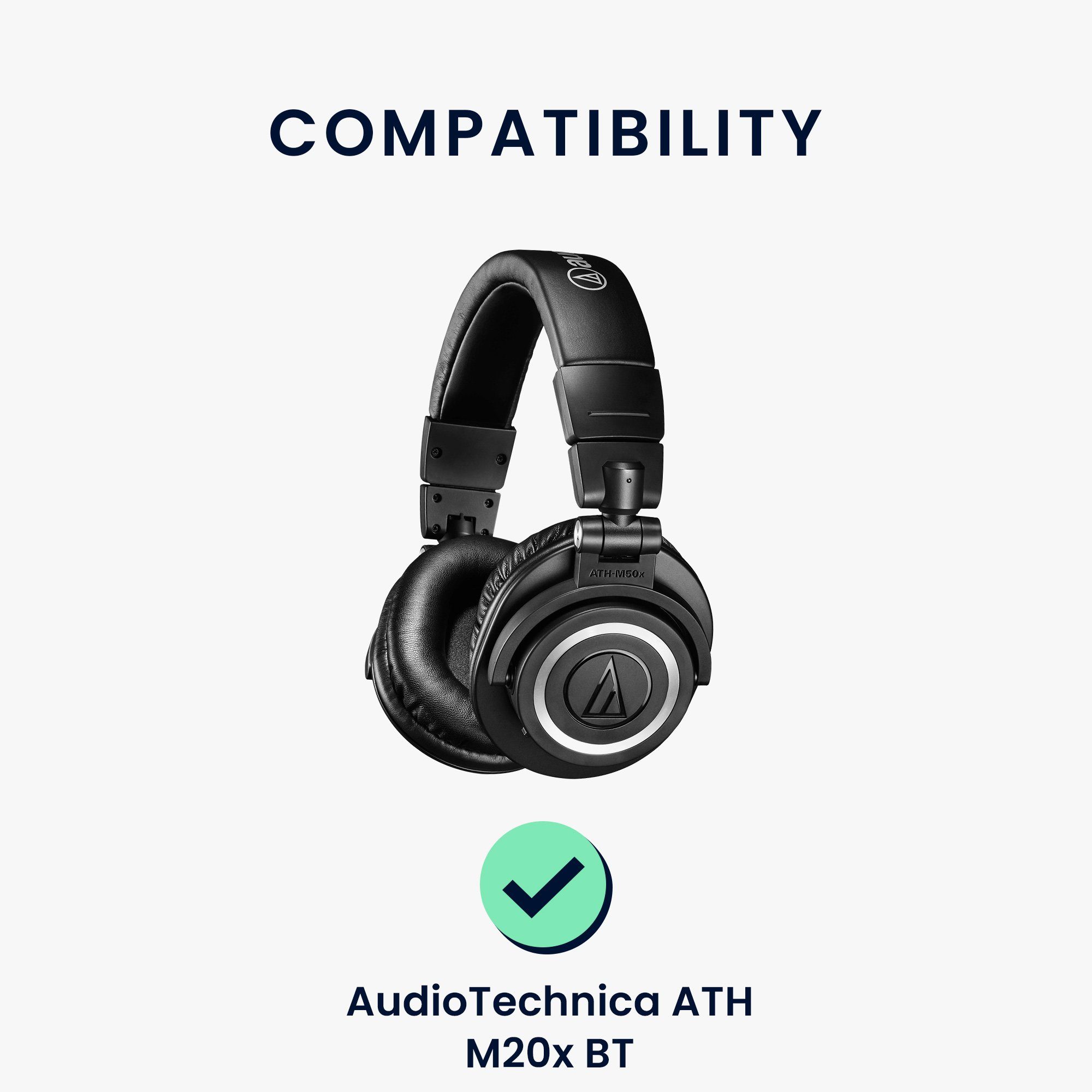 Headphones) Ohrpolster M20x Ohr AudioTechnica BT für Ohrpolster ATH Ersatz für 2x Polster (Velours Overear kwmobile