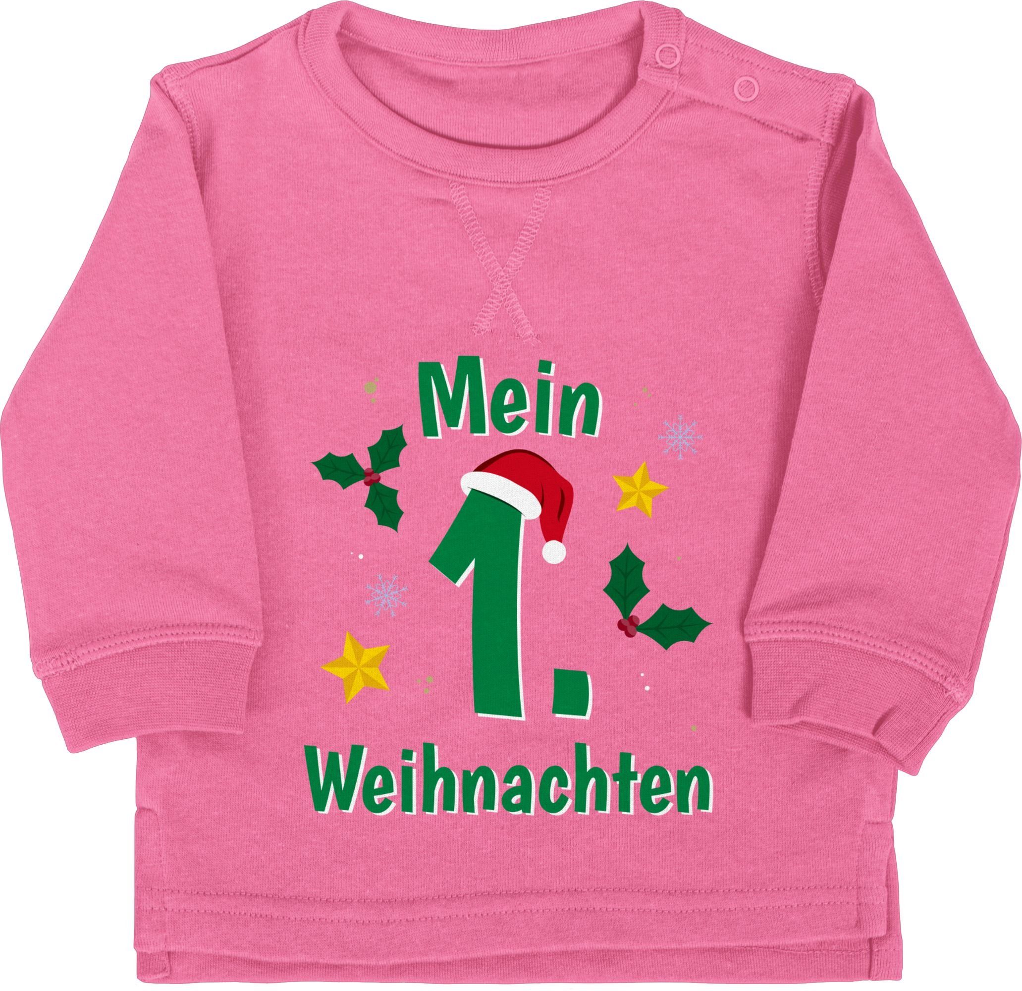 Shirtracer Sweatshirt Mein 1. Weihnachten grün Weihnachten Kleidung Baby 2 Pink