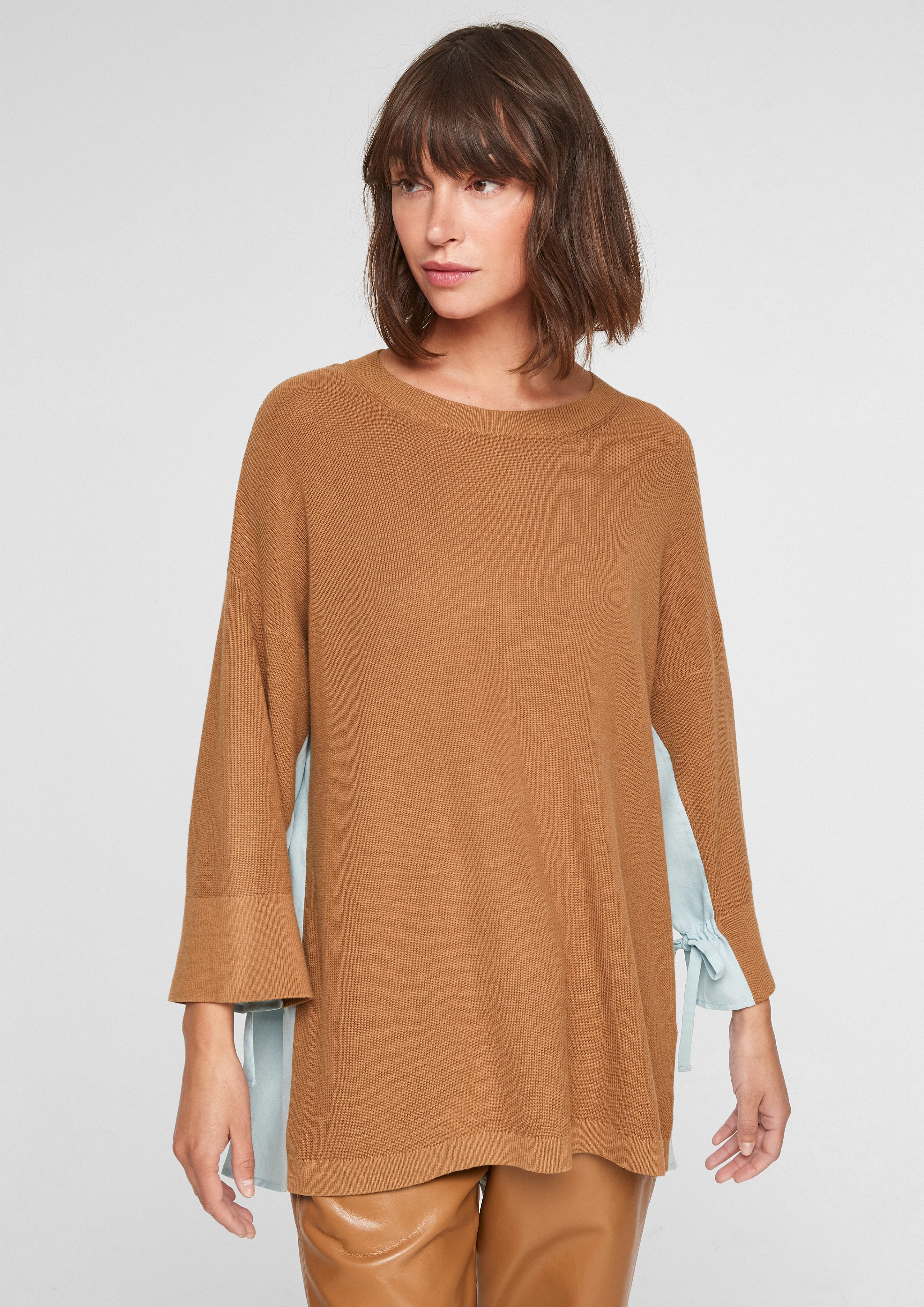 Strickpullover Pullover im Materialmix