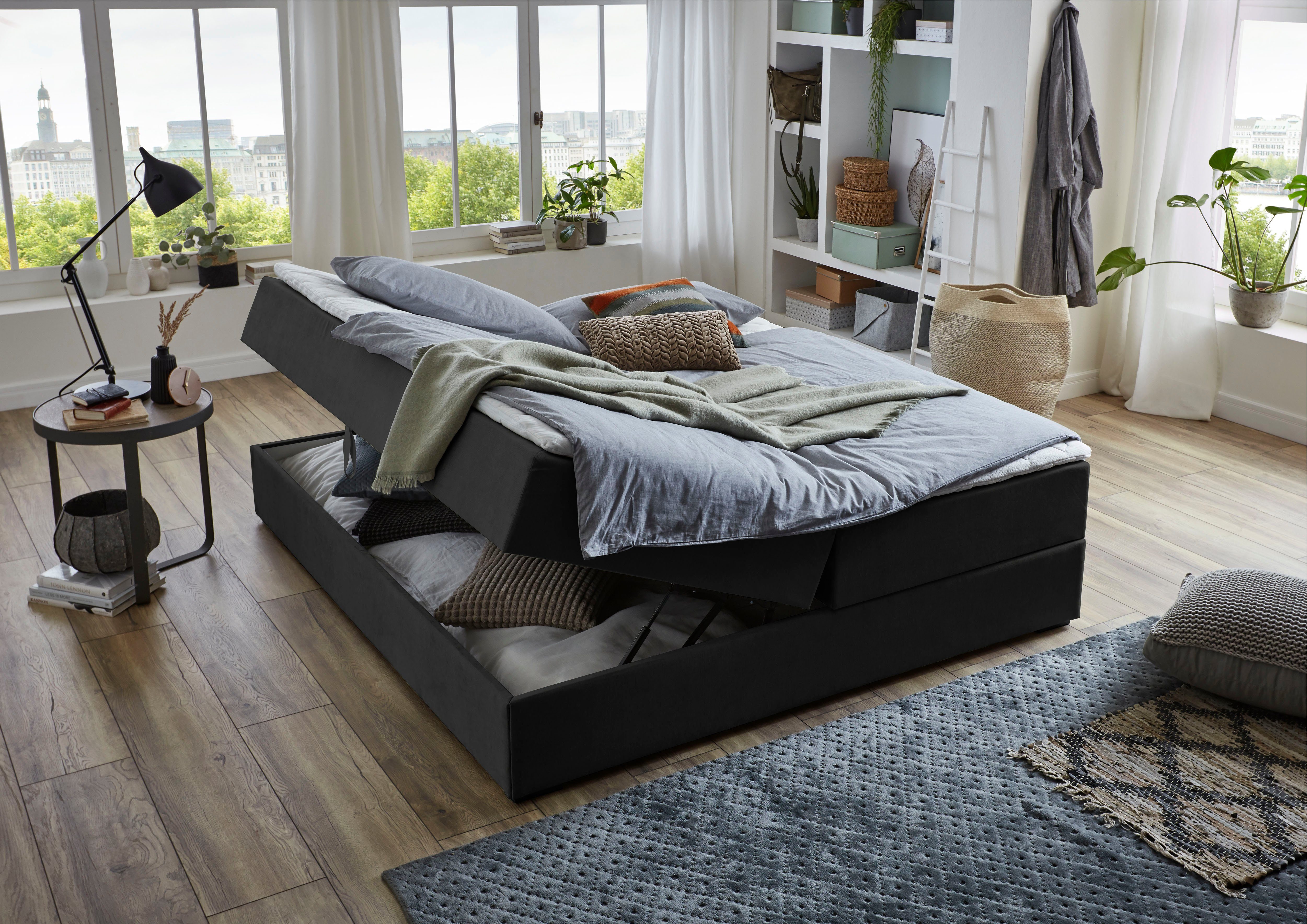 ATLANTIC home collection Boxbett Lucy, ohne Kopfteil, frei im Raum stellbar, mit Bettkasten